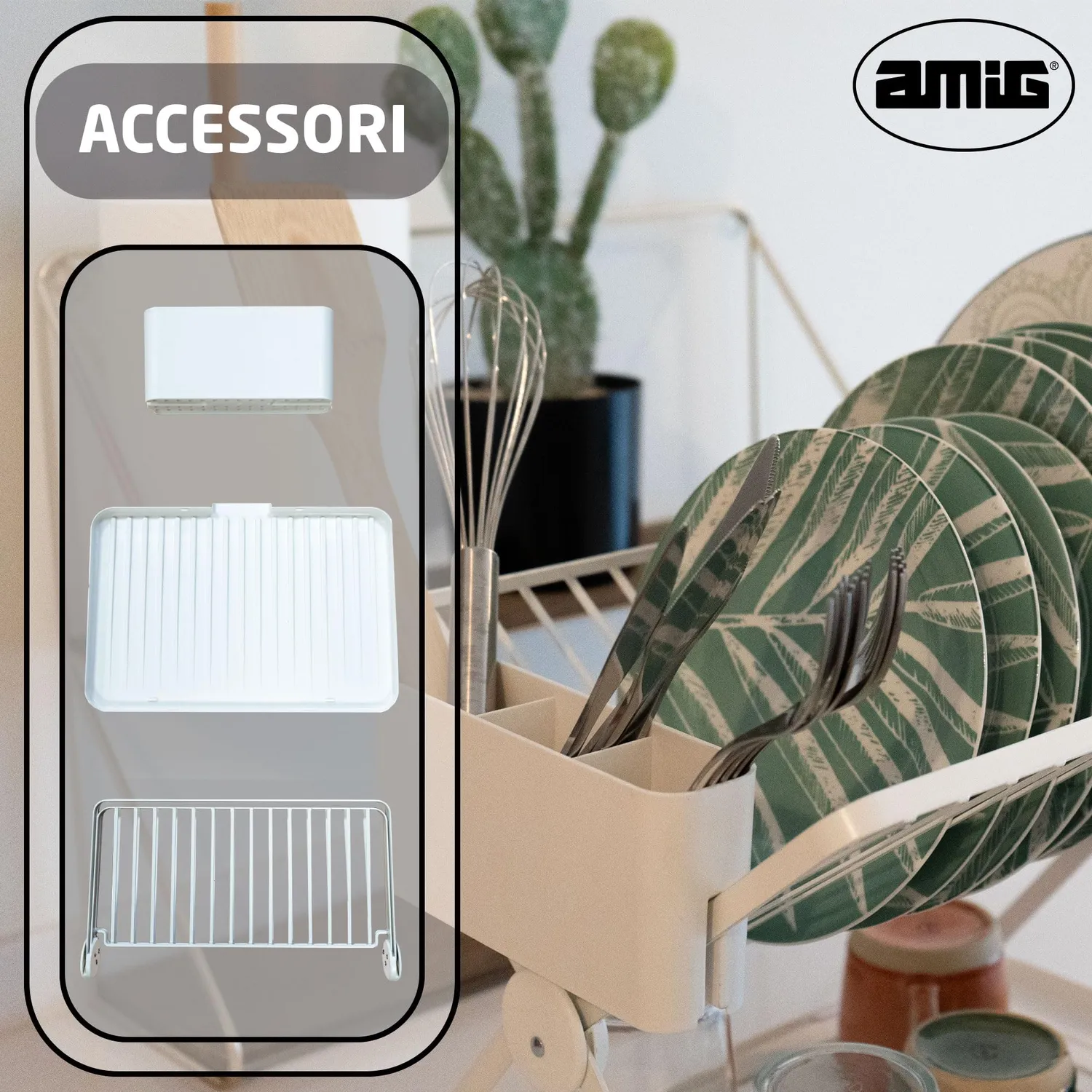 Amig Kaplya Scolapiatti Pieghevole Bianco 41,5 cm 12 Piatti