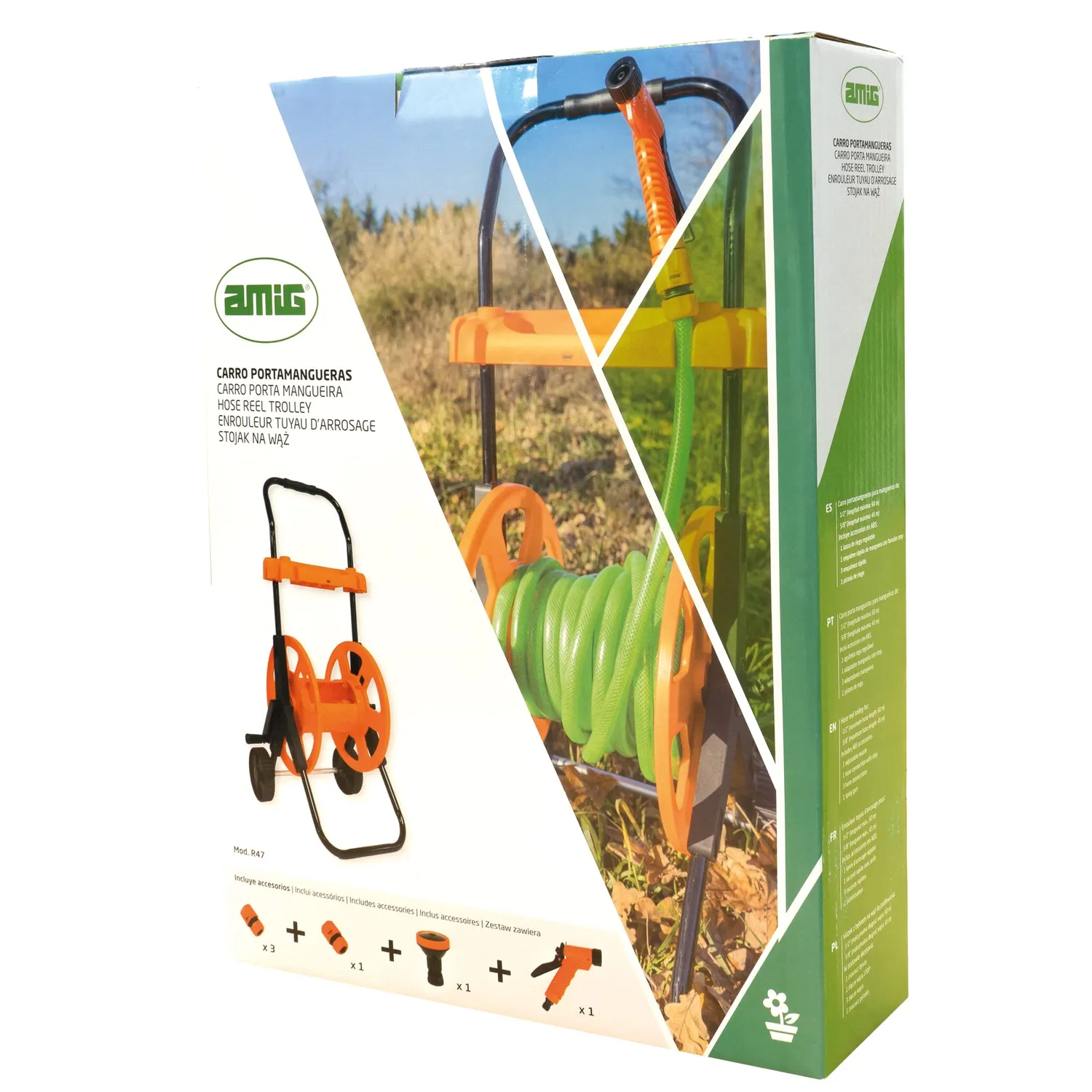Amig carrello portatubo 60m 1/2" arancione 6 accessori