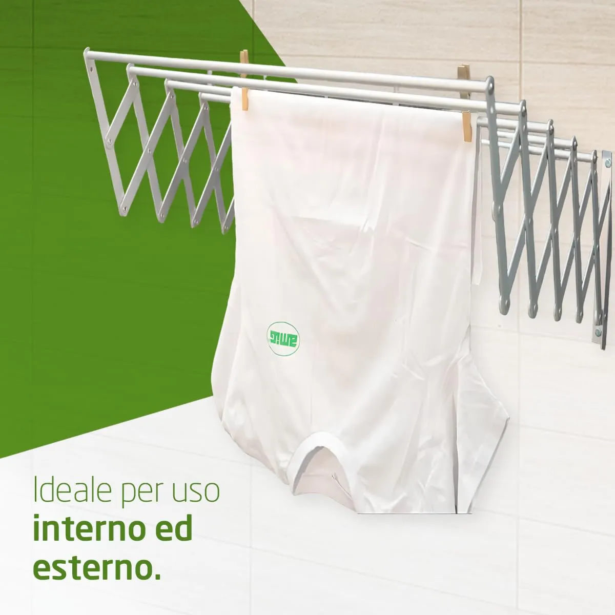 Amig Stendibiancheria Parete Alluminio 180 cm 9 m
