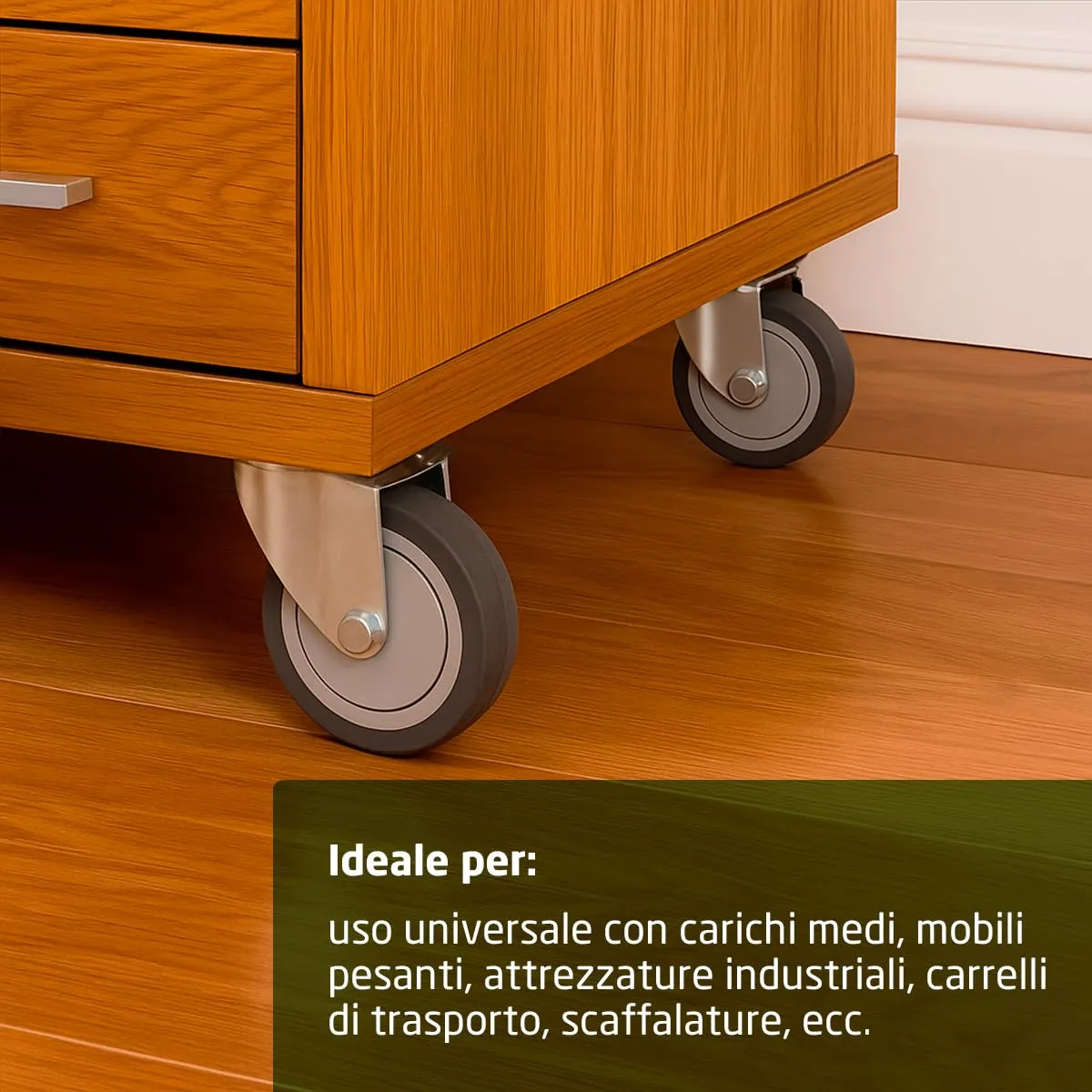 Amig Set 4 Rotelle 100mm Gomma Grigia 110Kg Piastra