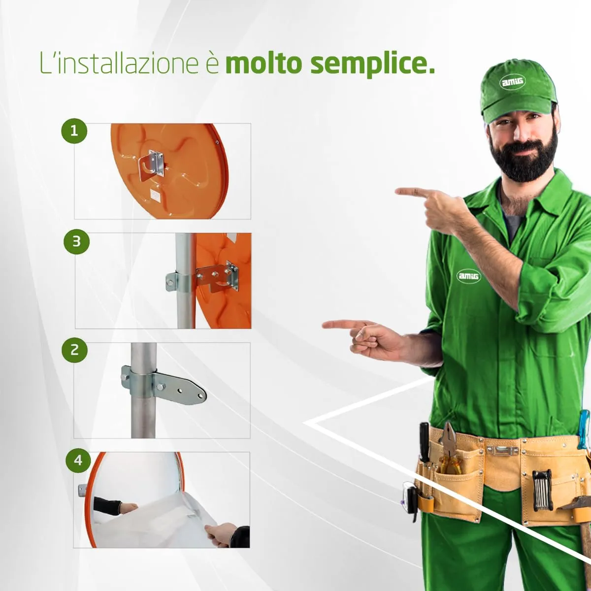 Amig specchio convesso sorveglianza 60 cm arancione