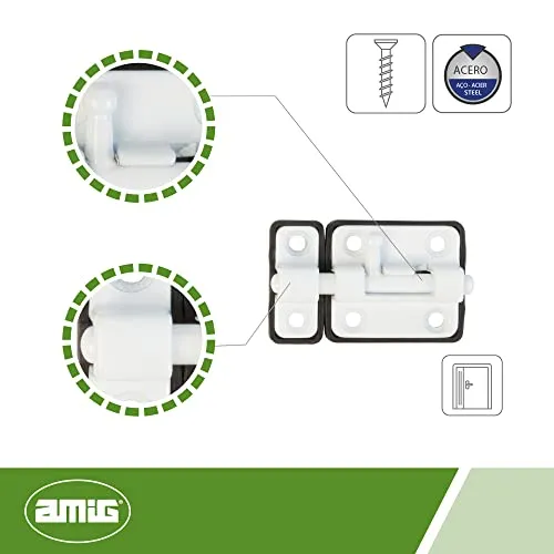 Amig 383 Catenaccio Verticale 38x34mm Bianco Acciaio