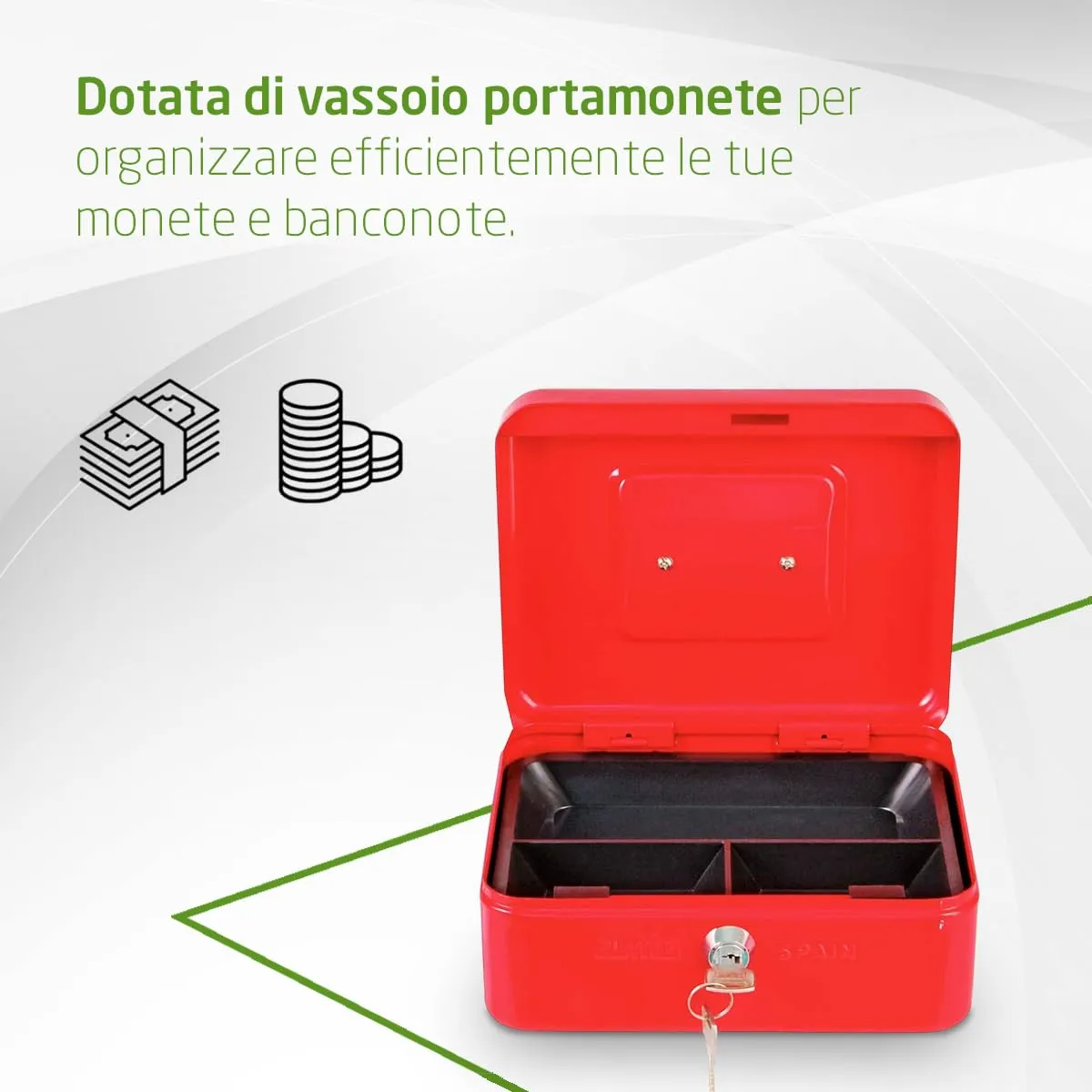 Amig cassetta di sicurezza rossa 200x160x70 mm acciaio