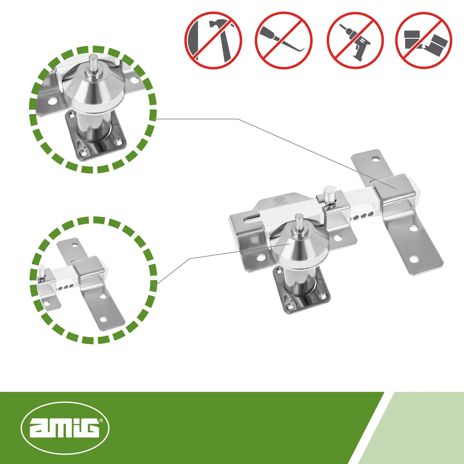 Amig 3 PLUS Serratura da Applicare Argentata 90x154 mm