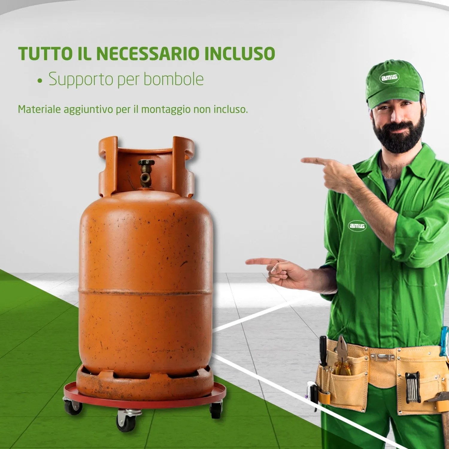 Amig Supporto Bombole Butano Ruote 31cm 30kg