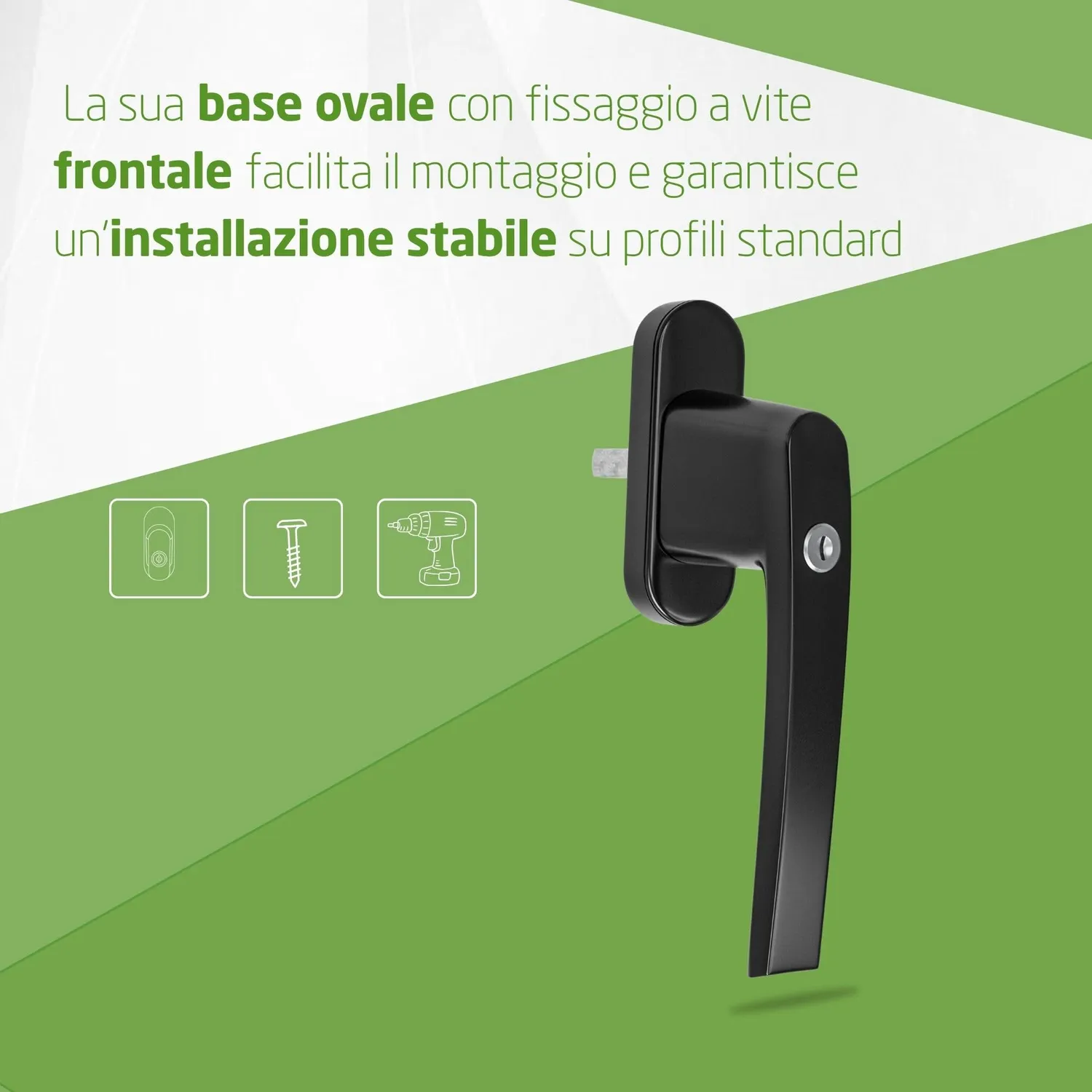 Amig 2550 Maniglia Finestra con Chiave Nera Alluminio