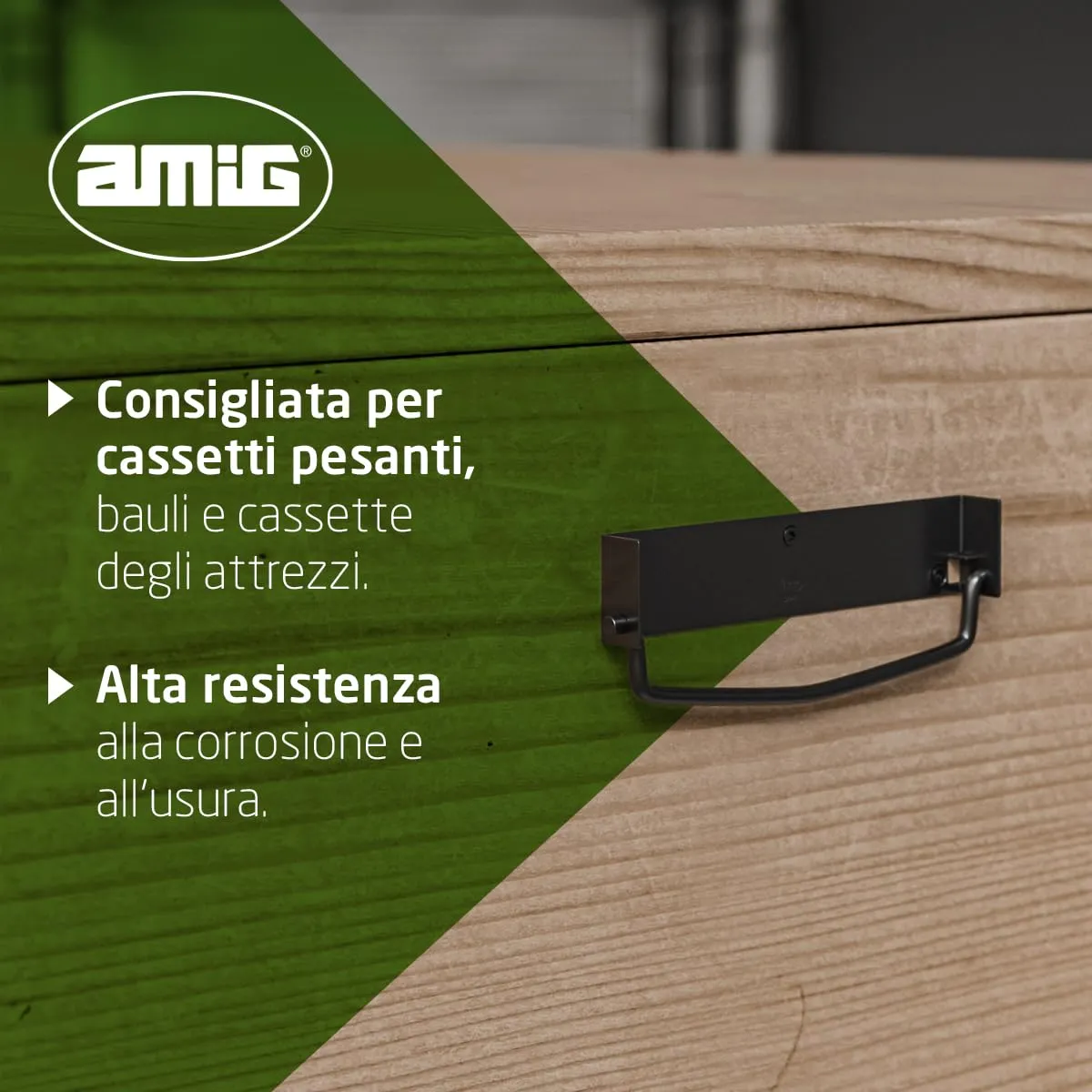 Amig Maniglia Pieghevole per Mobili Nera 100x27 mm