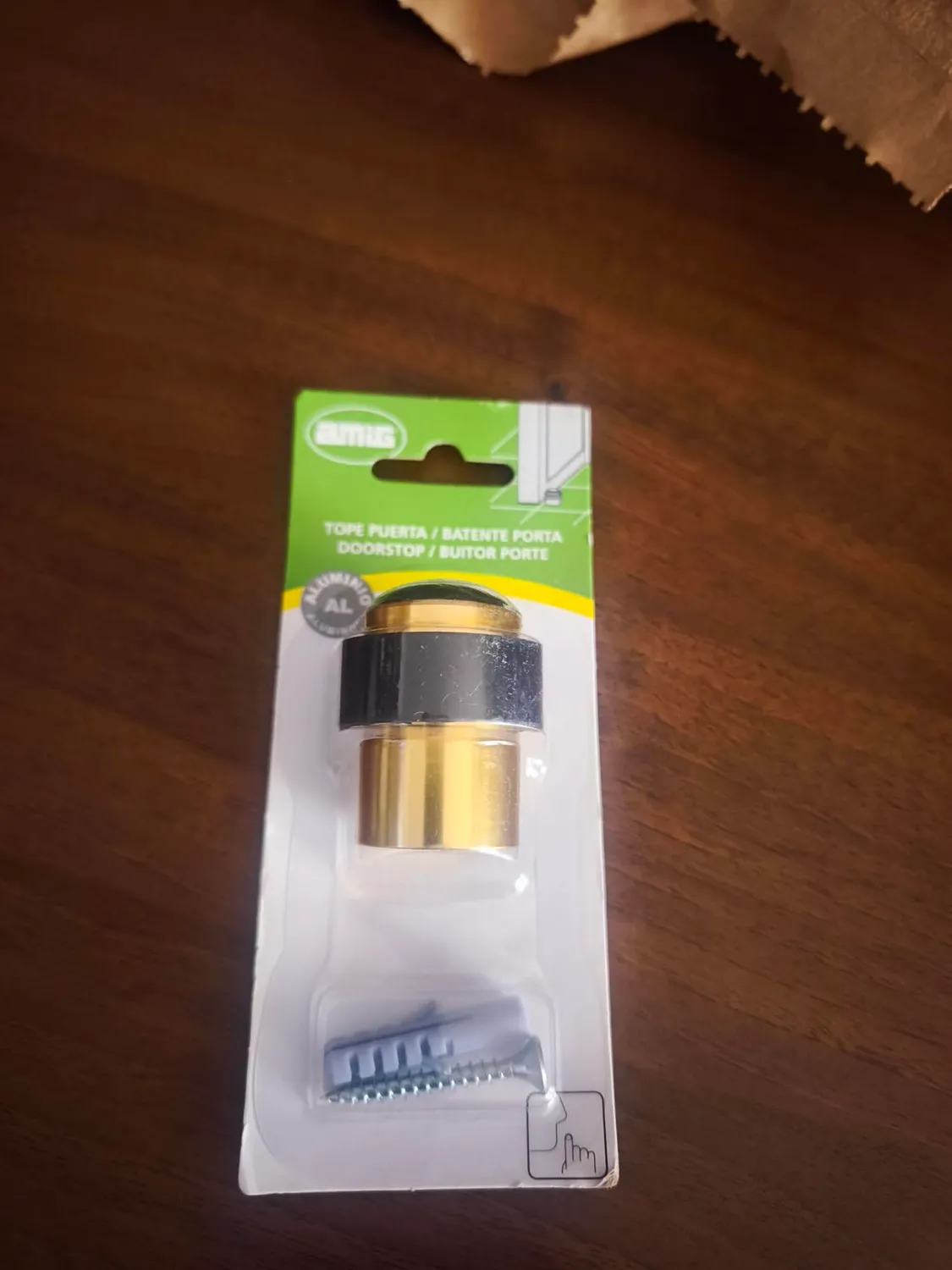 Amig 206 fermaporta pavimento alluminio oro 30x48 mm