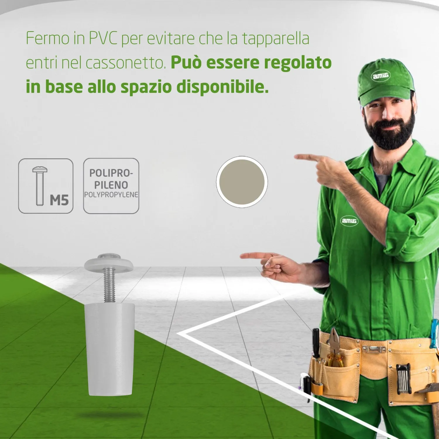 Amig Fermo Tapparella Conico 60 mm Grigio Plastica