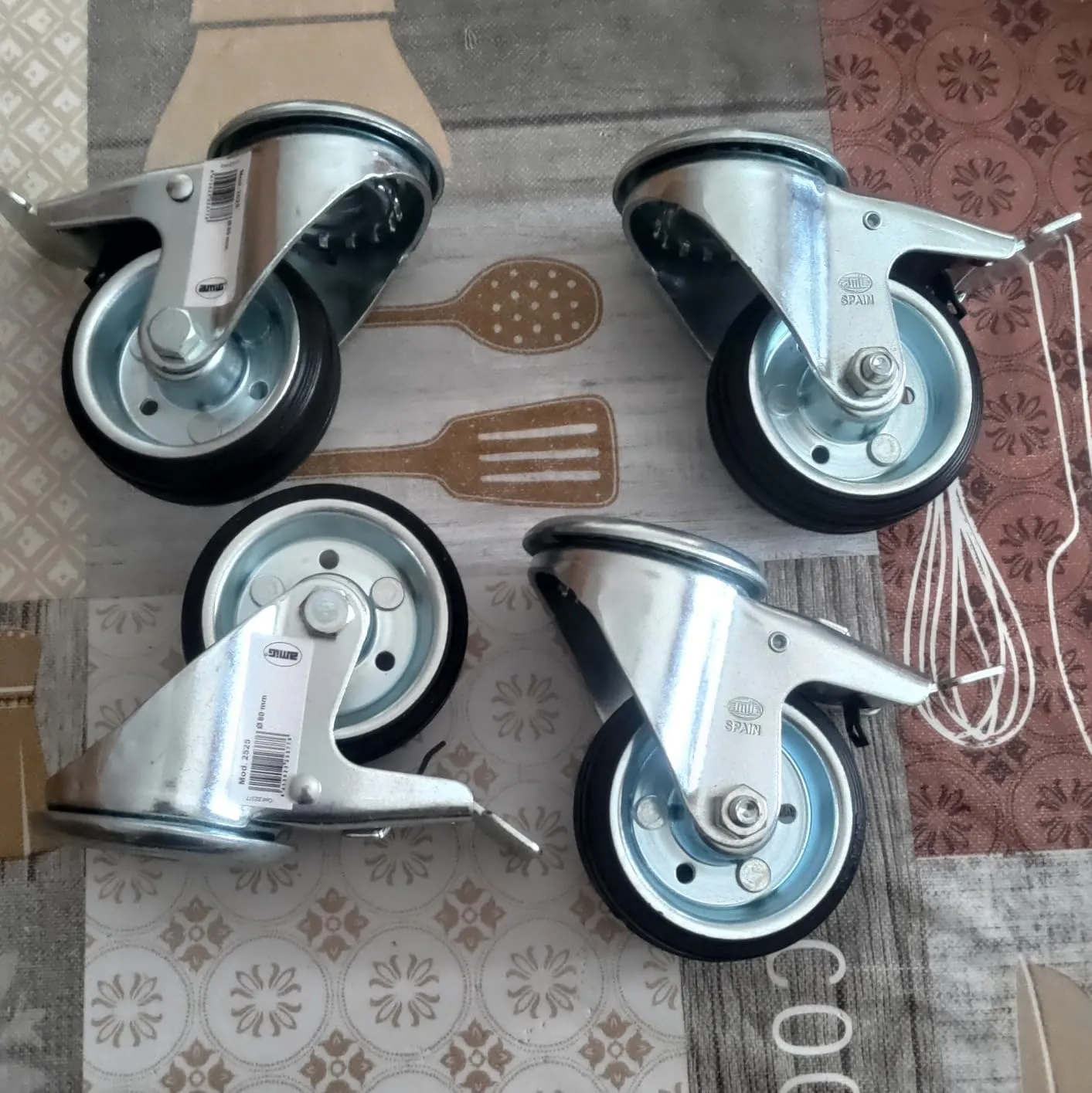 Amig Set 4 Ruote Mobili con Freno 80 mm Nere
