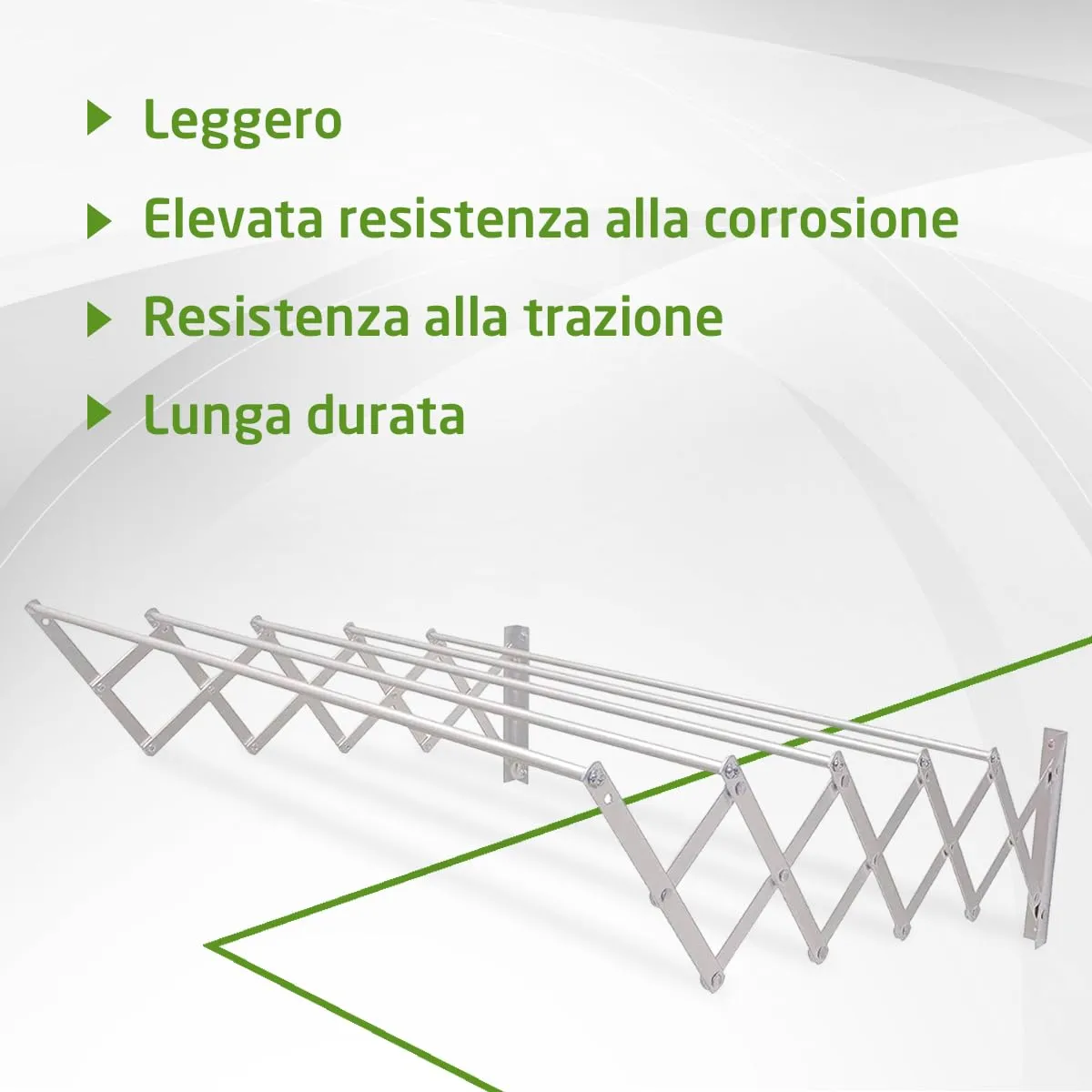 Amig Stendibiancheria Parete Alluminio 180 cm 9 m