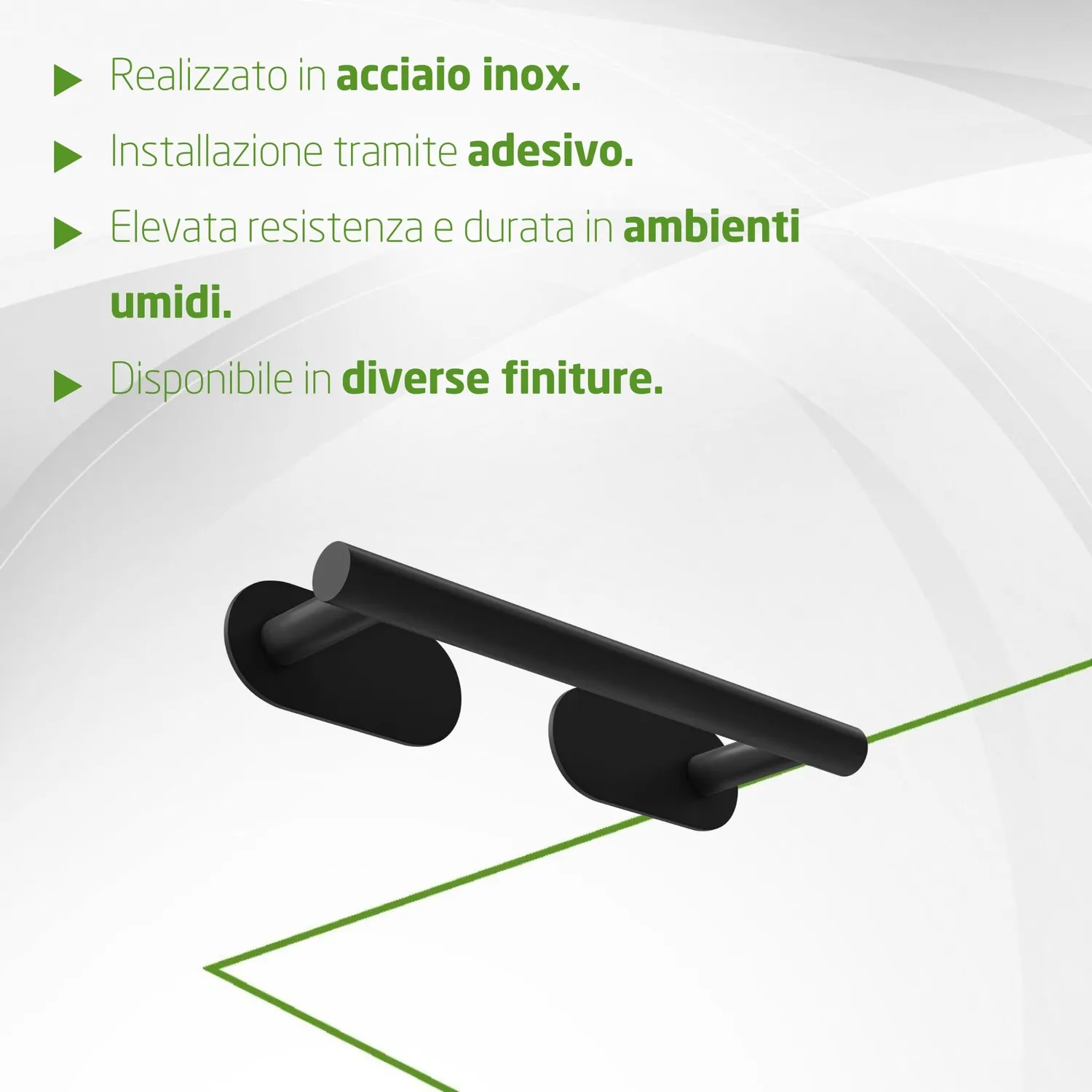 Amig Ea-1 Portasciugamani Adesivo 23 cm Acciaio Nero Opaco