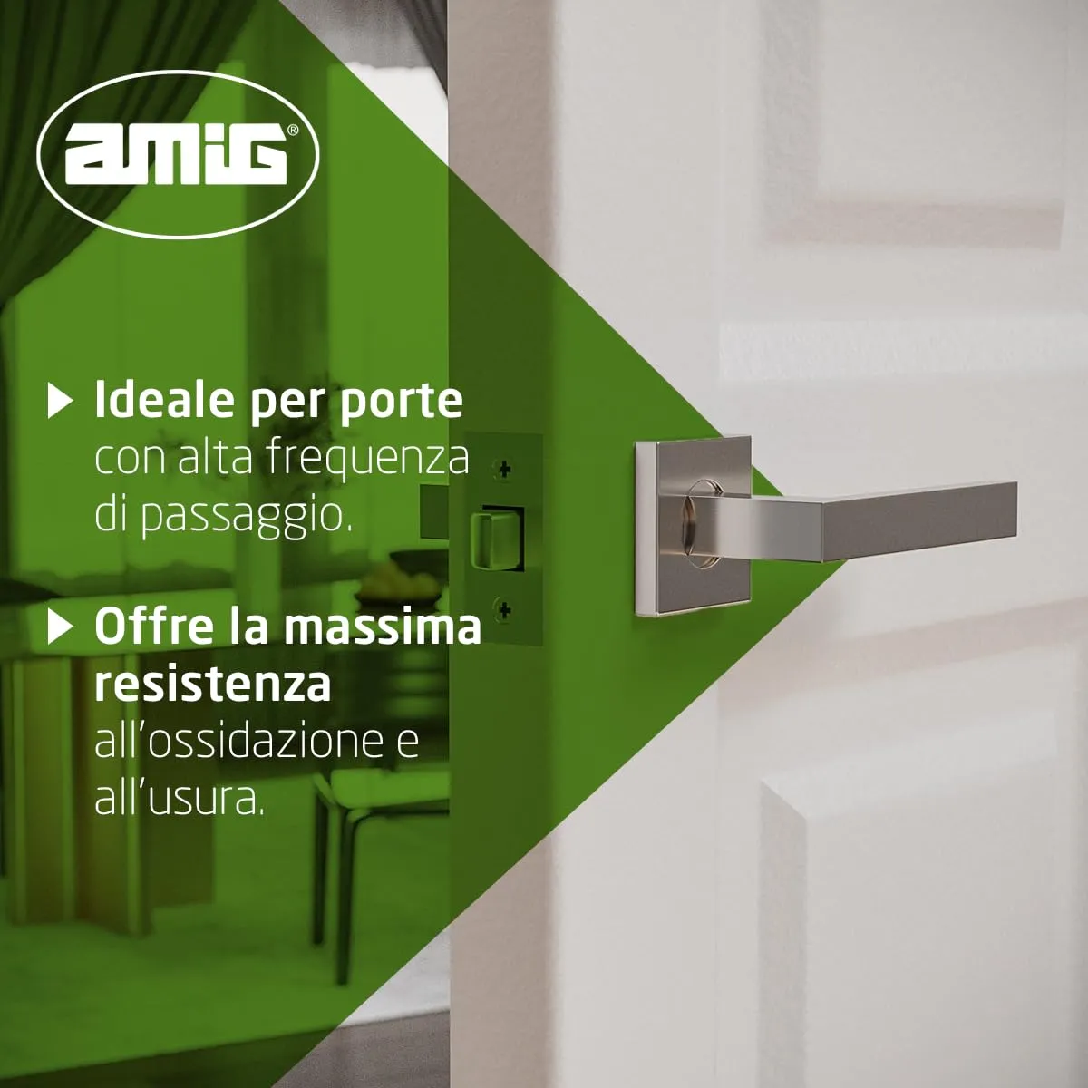 Amig maniglie porte rosetta quadrata nere inox