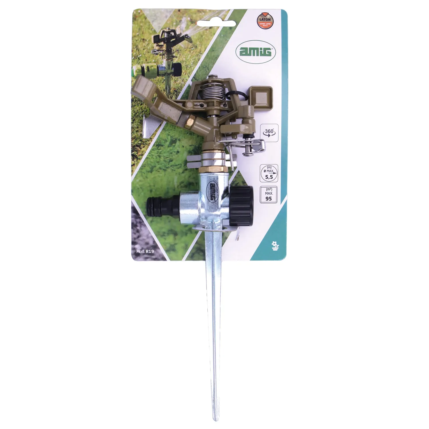 Amig irrigatore prato ottone 280 mm 95 m² settoriale
