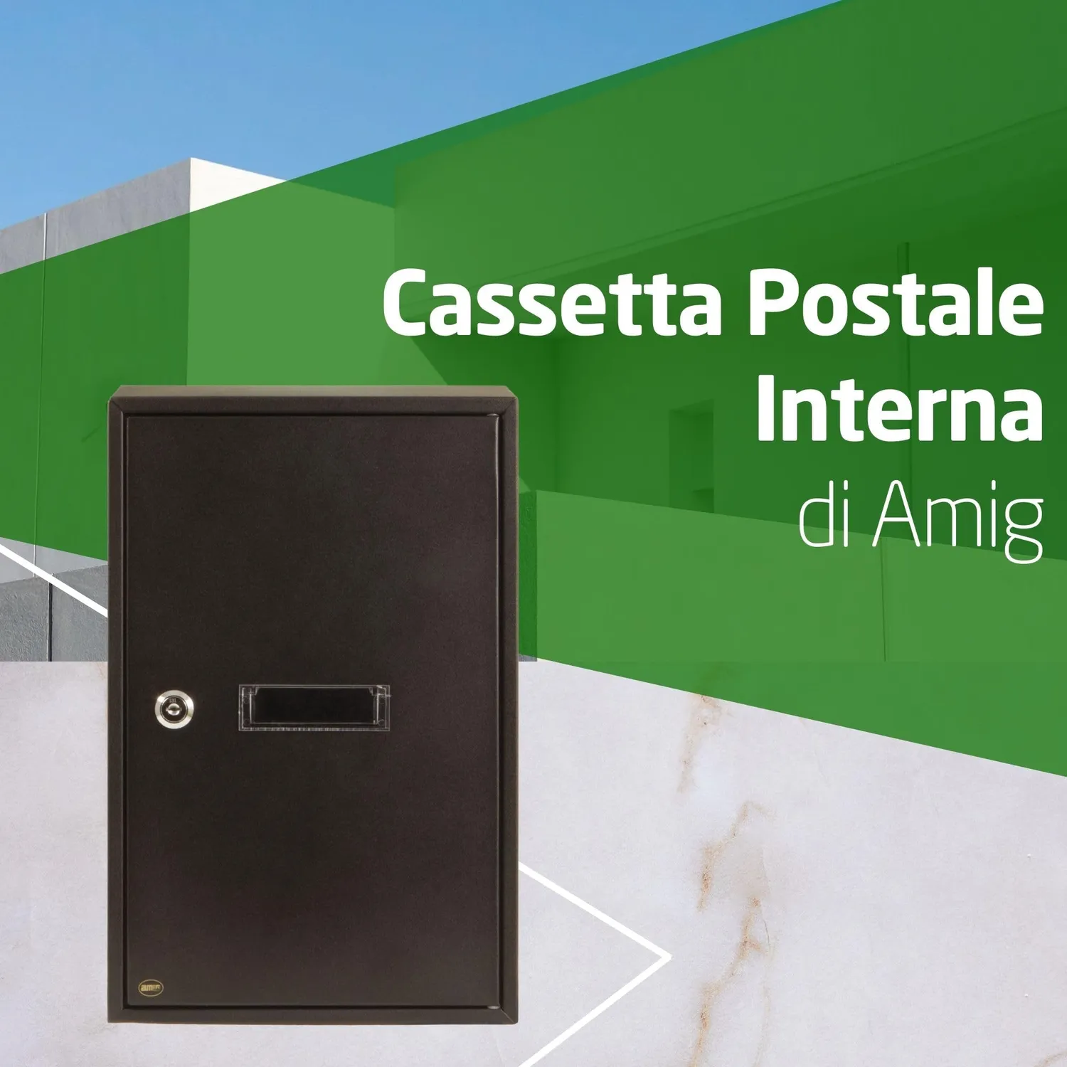 Amig cassetta postale interna A4 40x25x10 cm nera acciaio