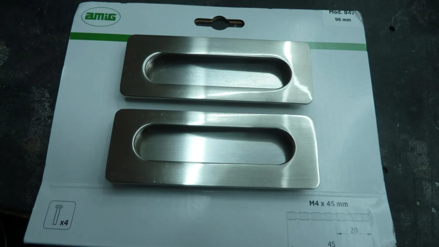 Amig 847 maniglia mobili 96 mm nichel spazzolato 2 pezzi