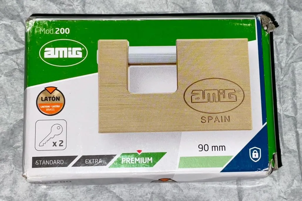Amig lucchetto rettangolare barra ottone 90 mm antifurto