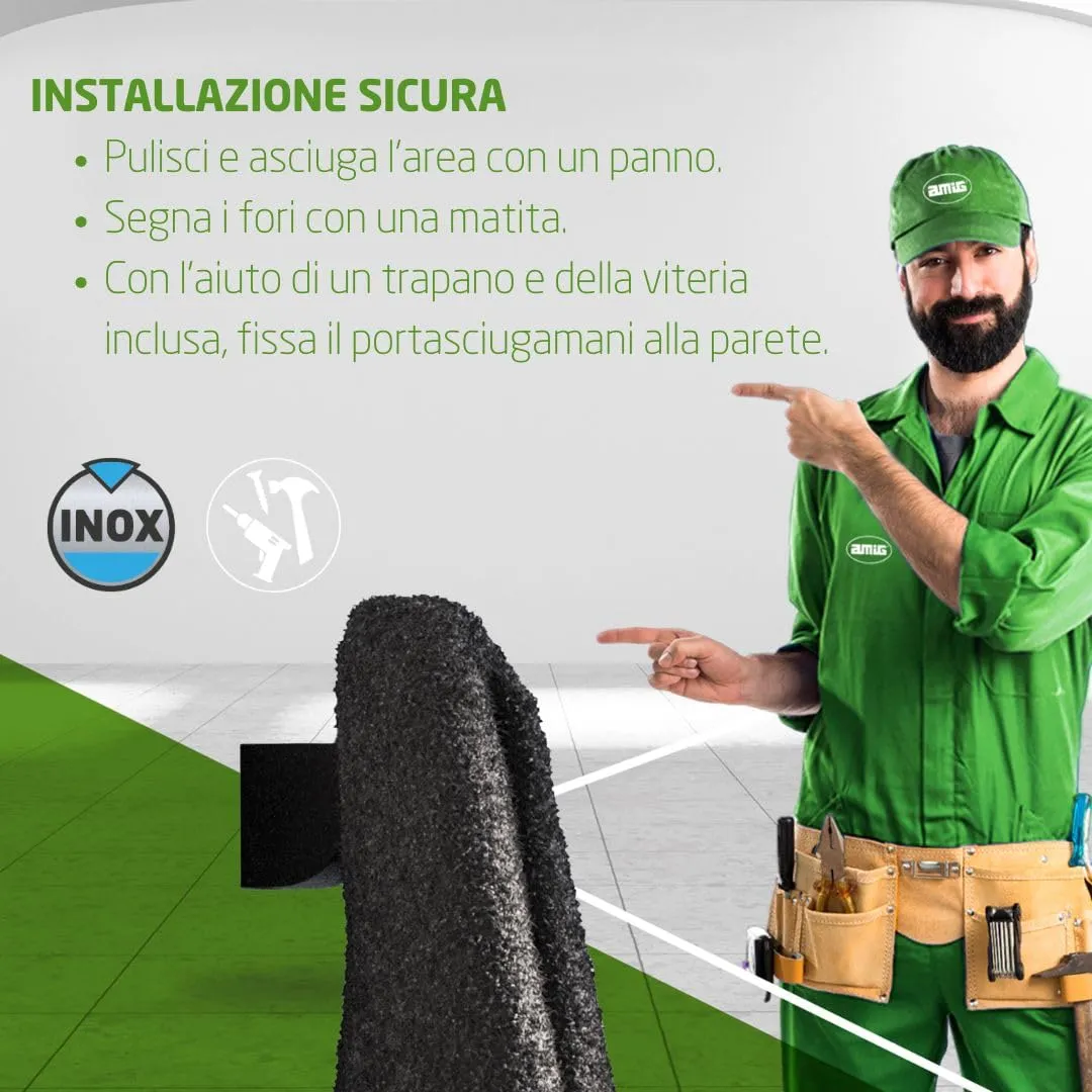 Amig Oma-8 Gancio Bagno Nero Opaco 1 pezzo