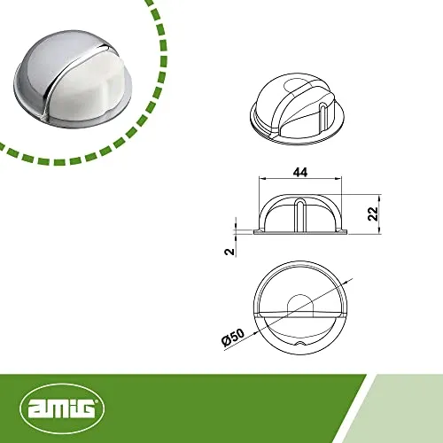 Amig Fermaporta Adesivo Cromato Ø50mm H22mm Gomma