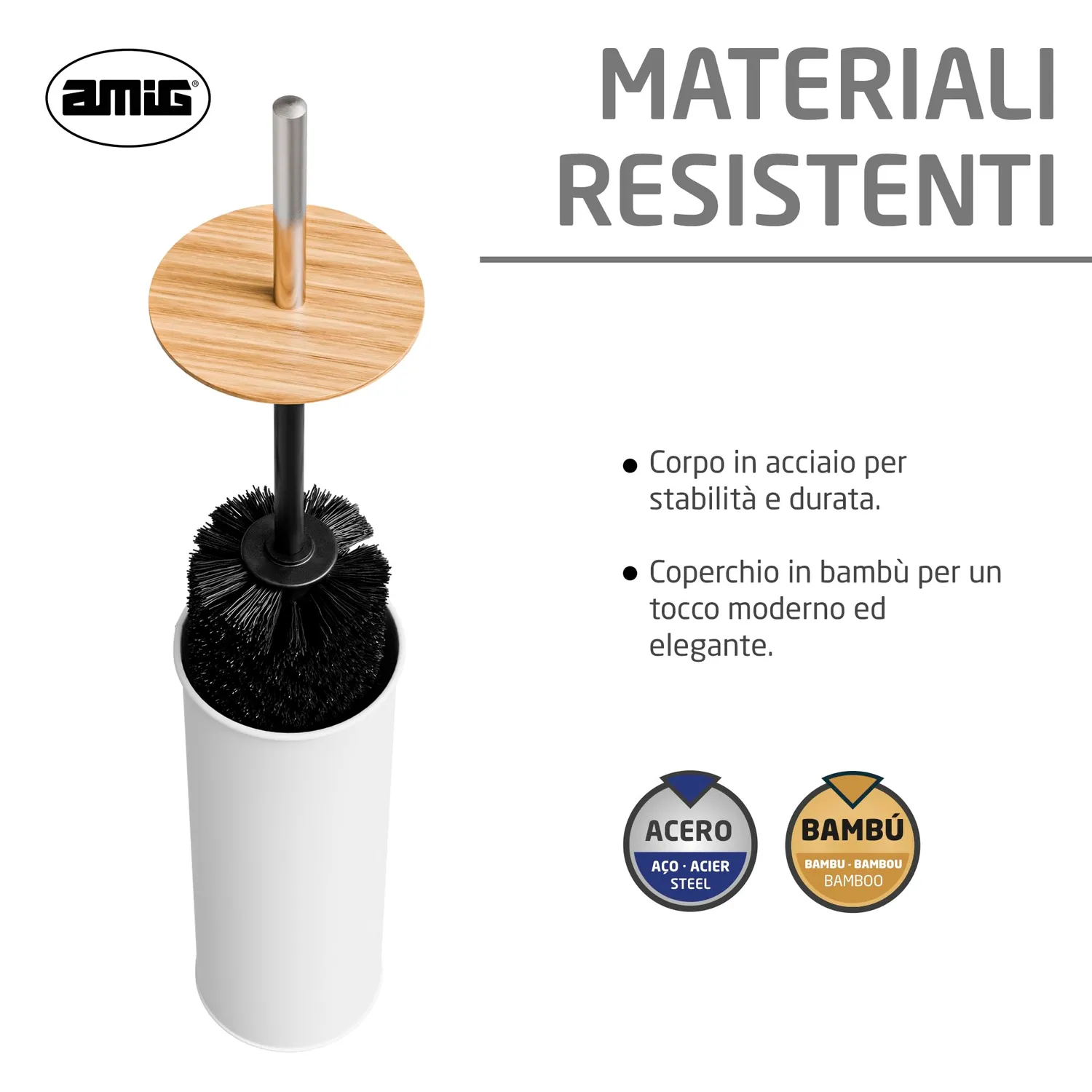 Amig Naturline portascopino bianco bambù 95x380 mm