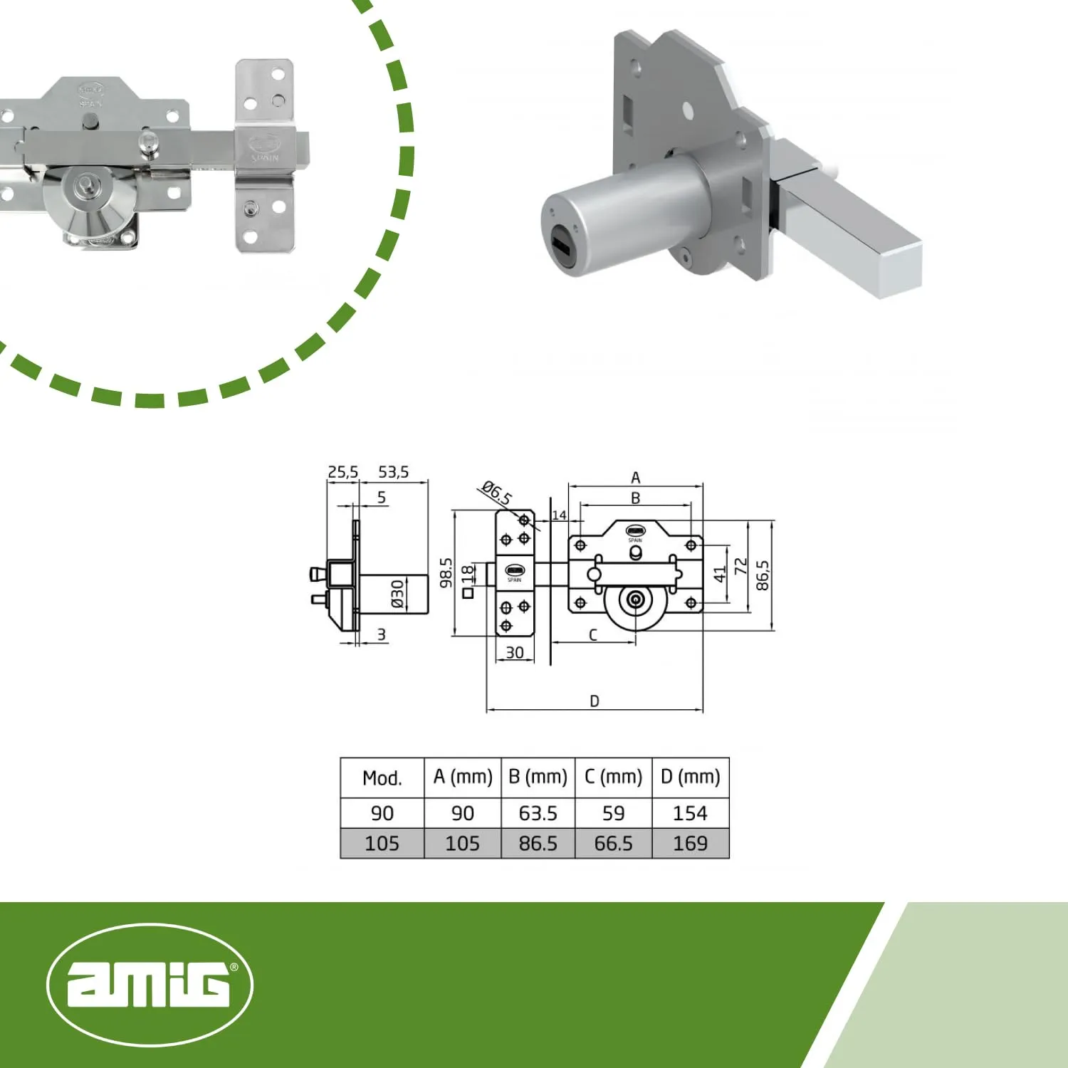 Amig 1Plus Serratura da Incasso 105x170 mm Antiscasso