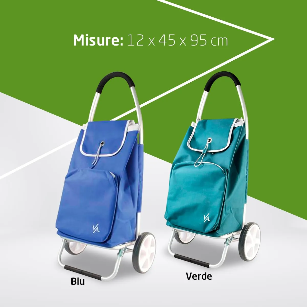 Amig Carrello Spesa 2 Ruote Blu 50L 15kg Alluminio