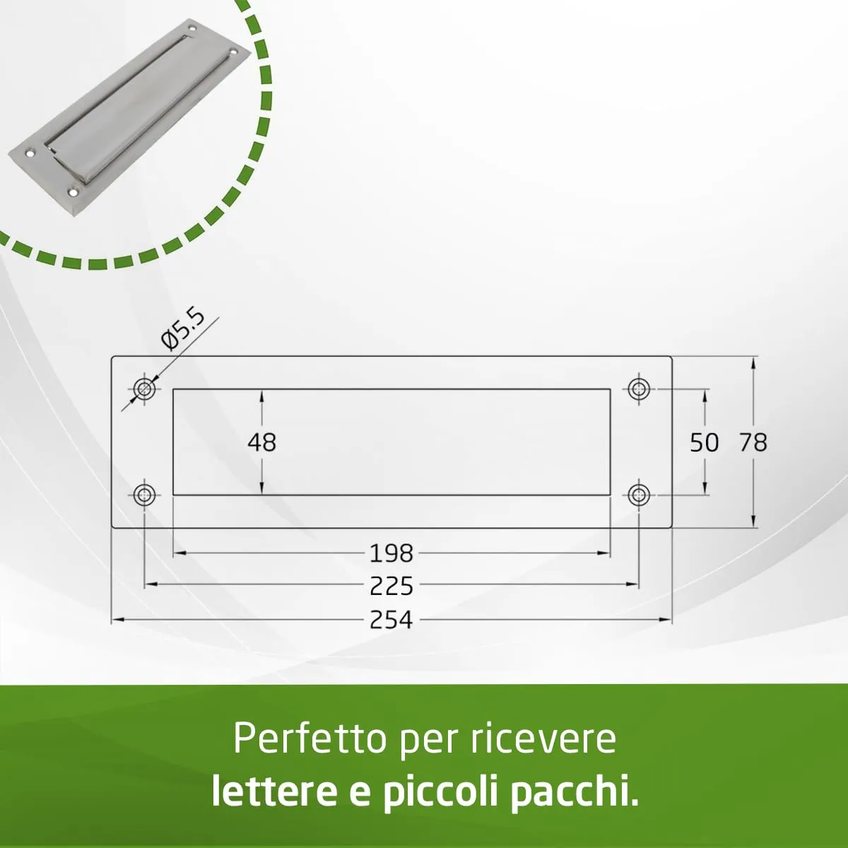 Amig Mod.1 bocchetta lettere acciaio inox argento 254 mm