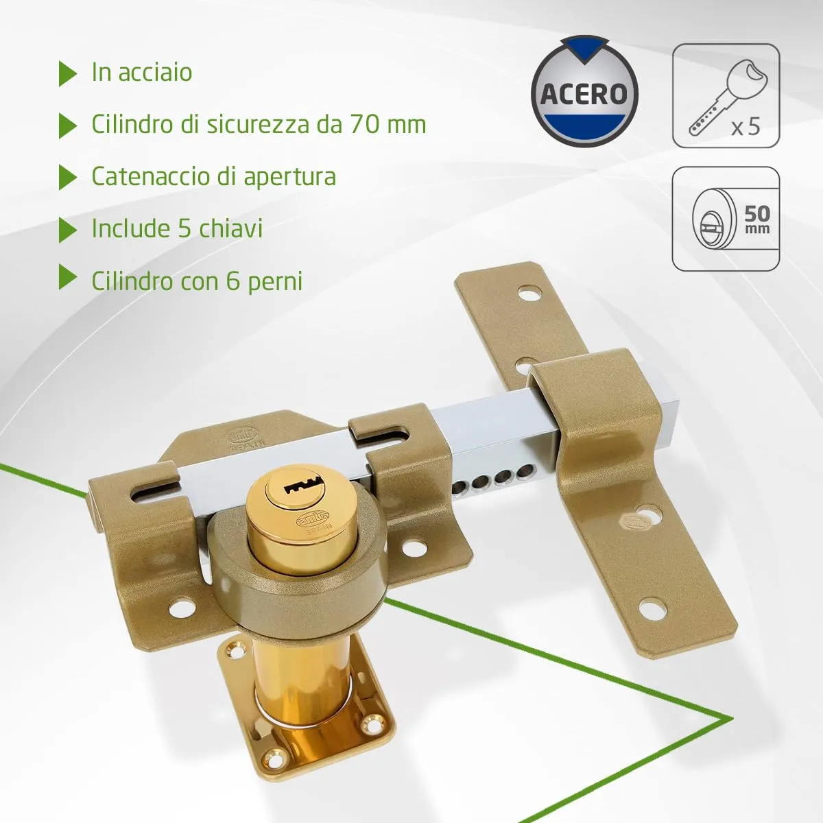 Amig serratura applicare 90x154 mm oro antibumping