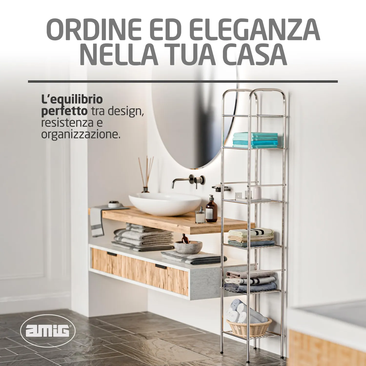 Amig Brisa Scaffale Bagno Acciaio 6 Ripiani Argento