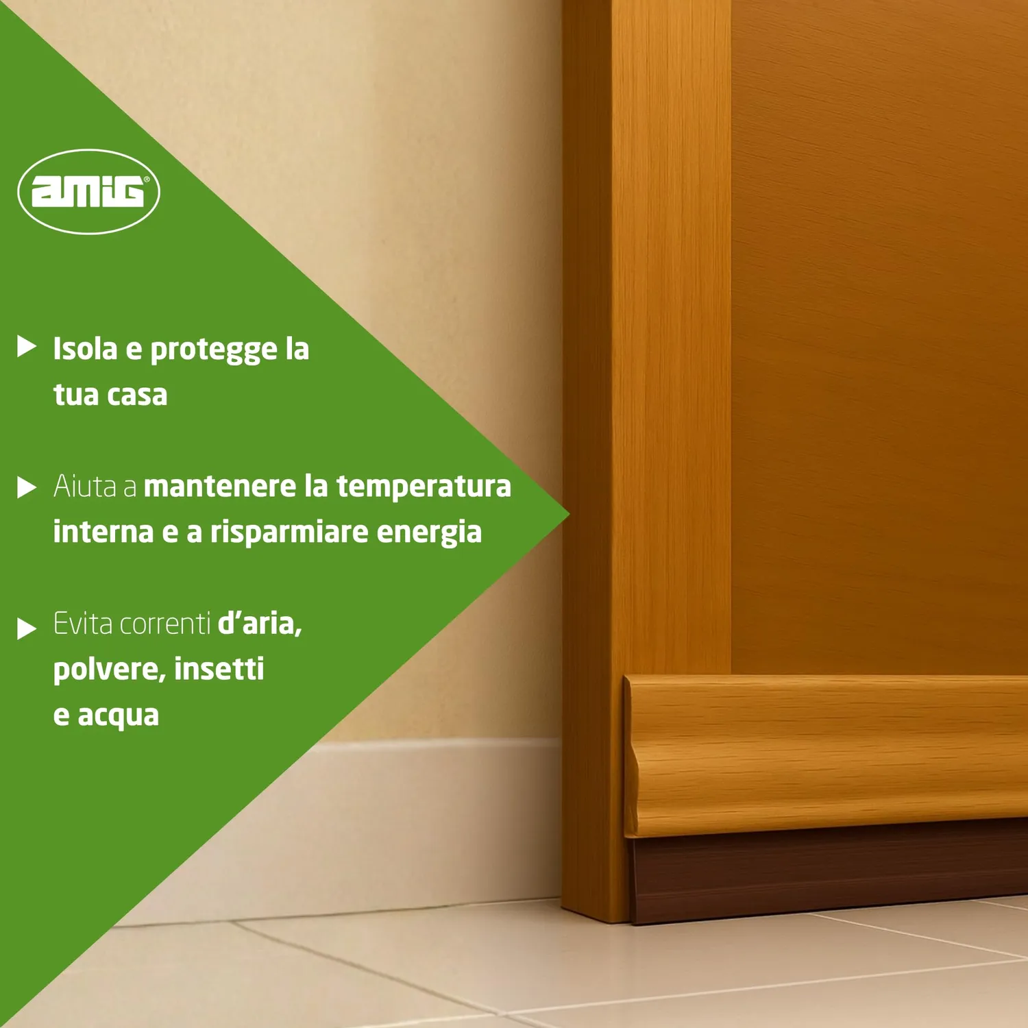 Amig 22555 paraspifferi porta adesivo spazzola rovere 1 m