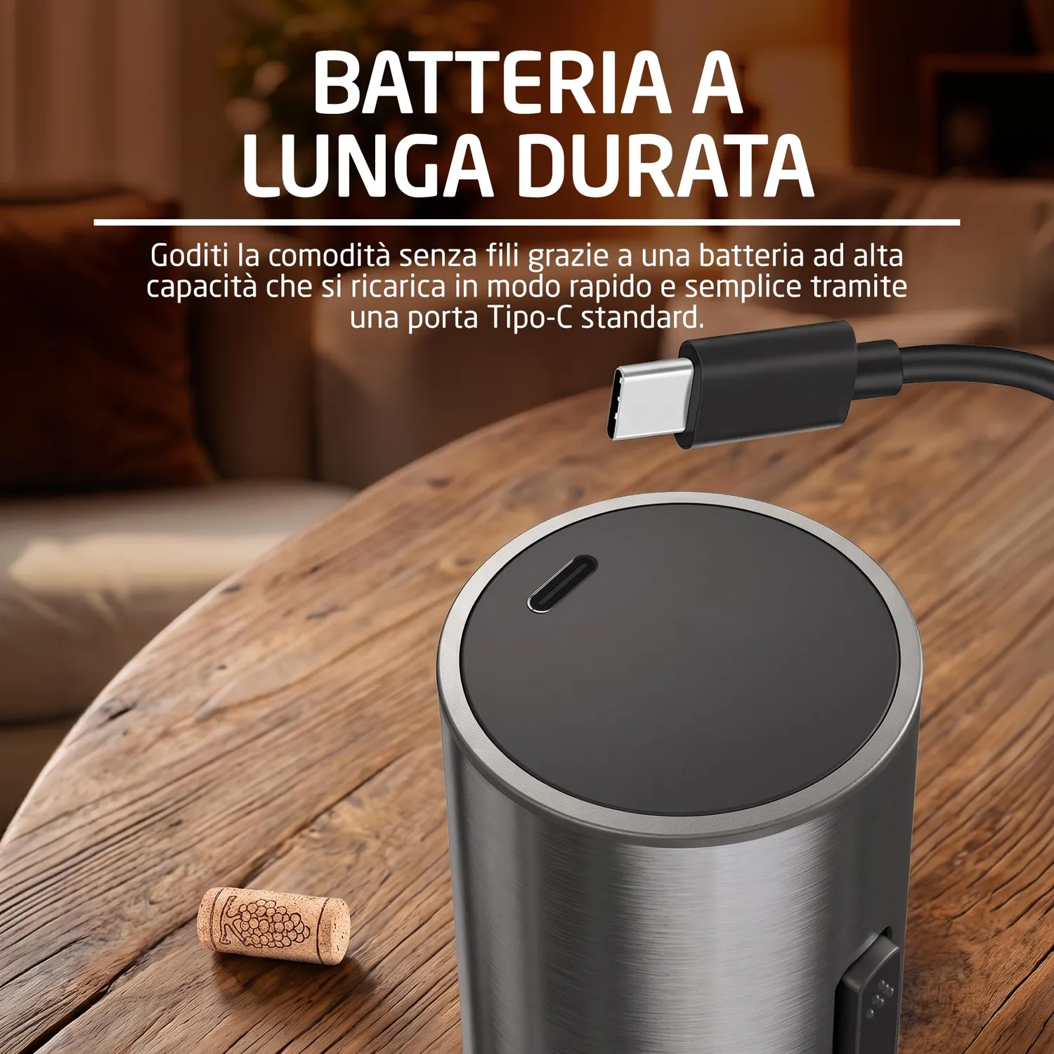 Amig Set Cavatappi Elettrico Ricaricabile Tipo C