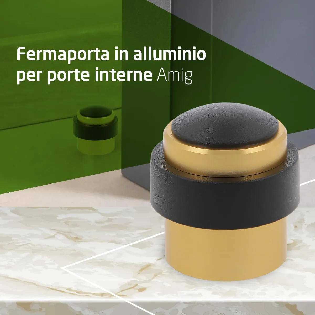 Amig fermaporta pavimento alluminio dorato Ø30x36 mm