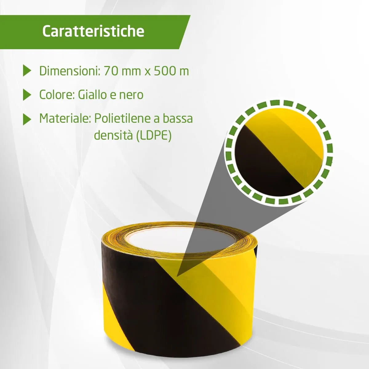 Amig nastro segnaletico PVC 70 mm x 500 m giallo-nero