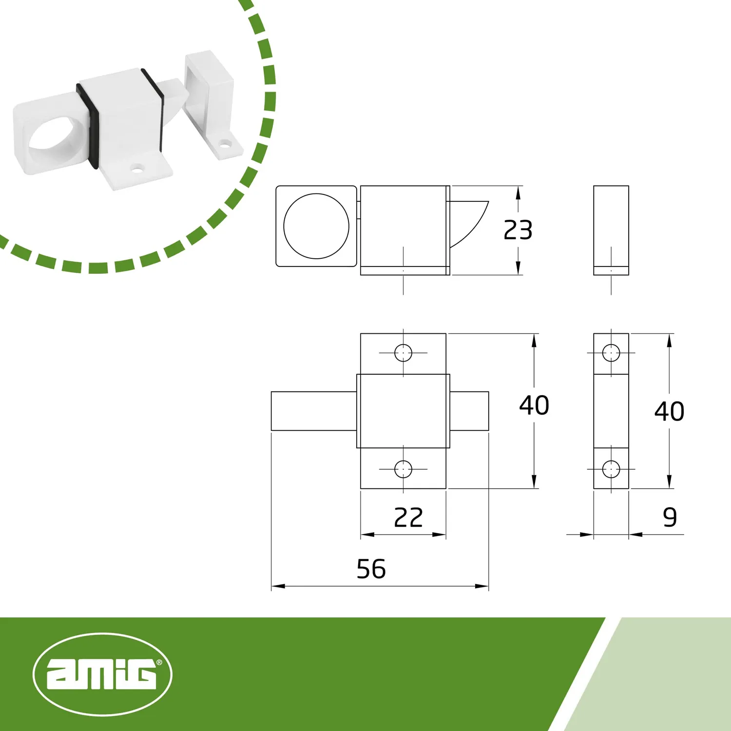 Amig Fermaglio Ponte Catenaccio Finestra Bianco 22x40 mm