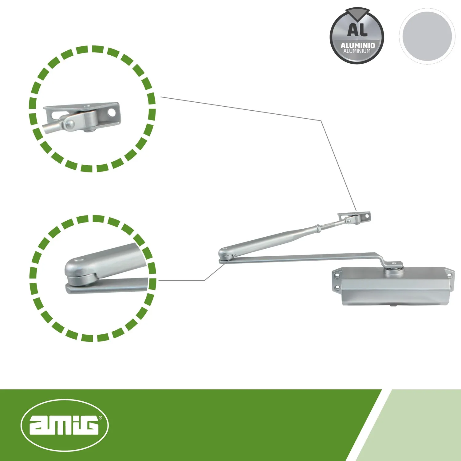 Amig chiudiporta automatico alluminio argento 18 cm