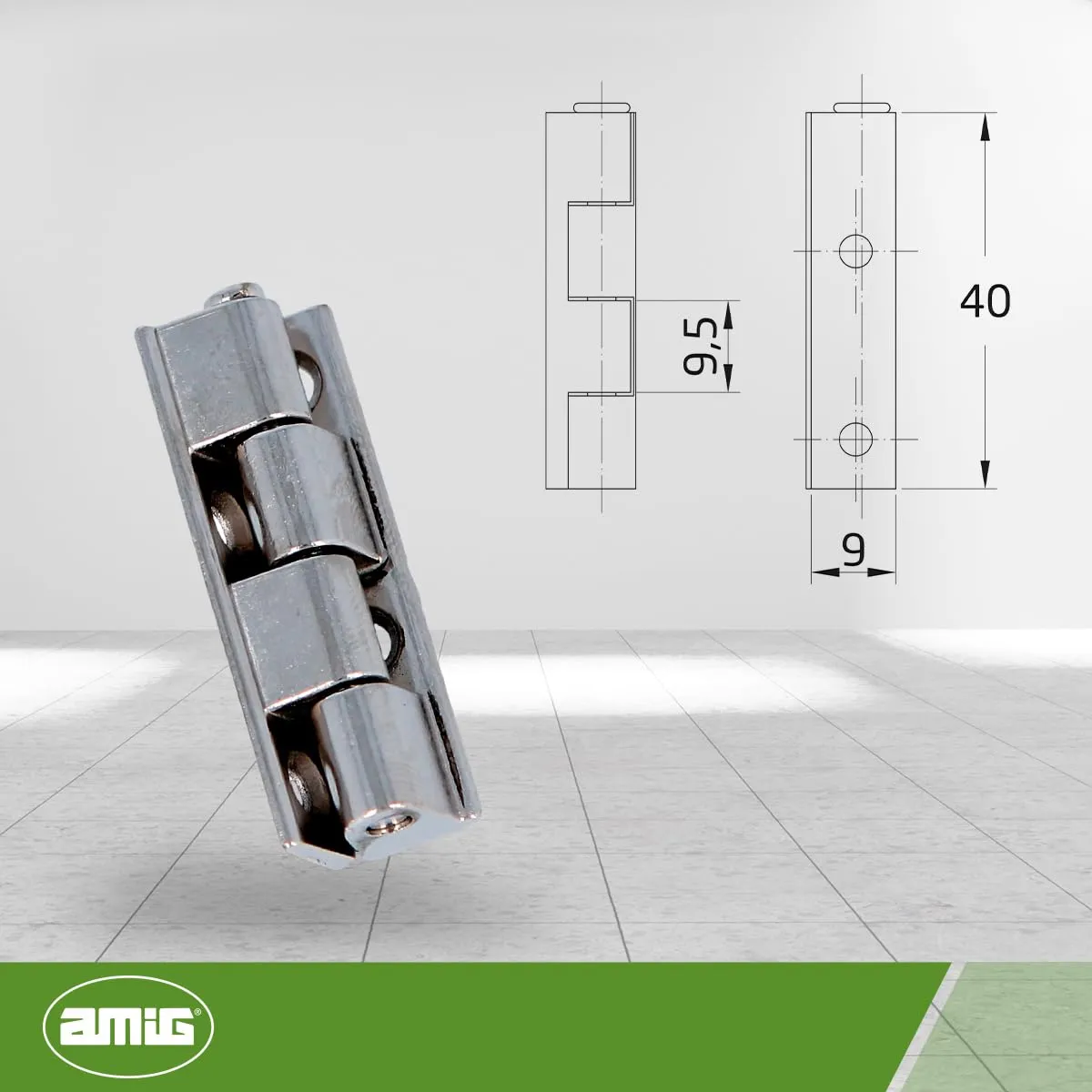 Amig 556 Cerniera Armadio 40x9 mm Nichelata Zamak