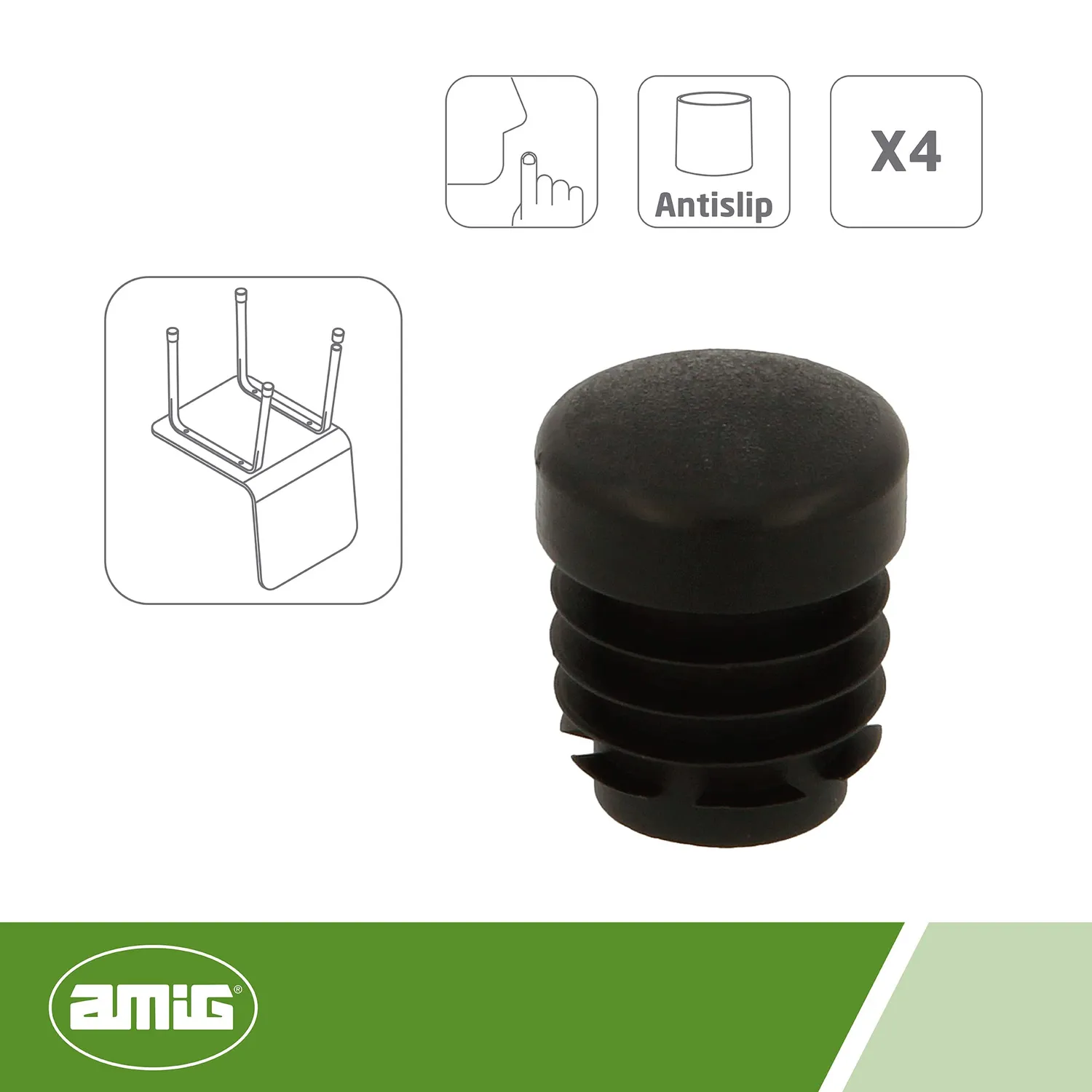Amig 660 tappo interno rotondo Ø22 mm polietilene nero