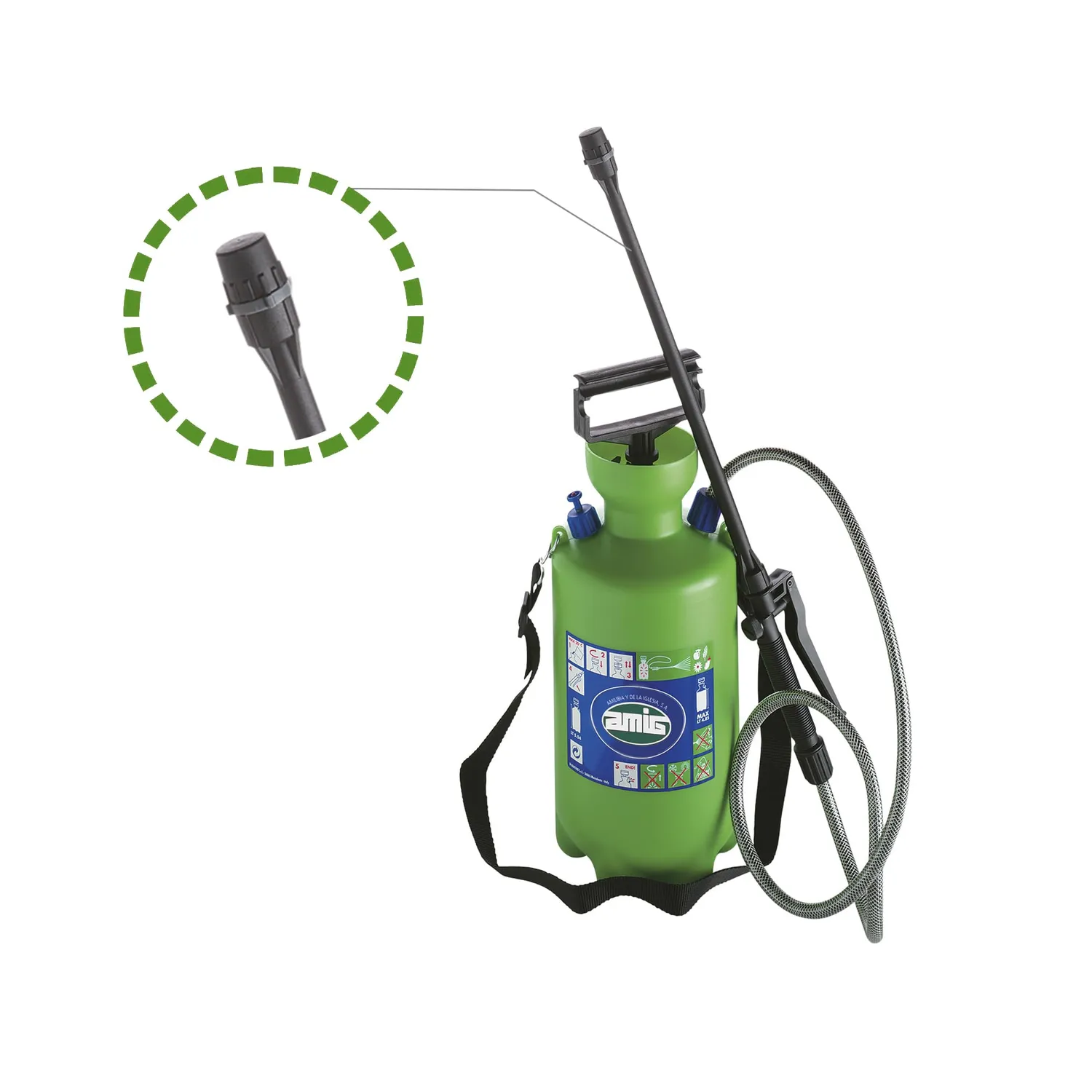 Amig 2500 Spruzzatore Pompa 10 Litri Verde con Lancia