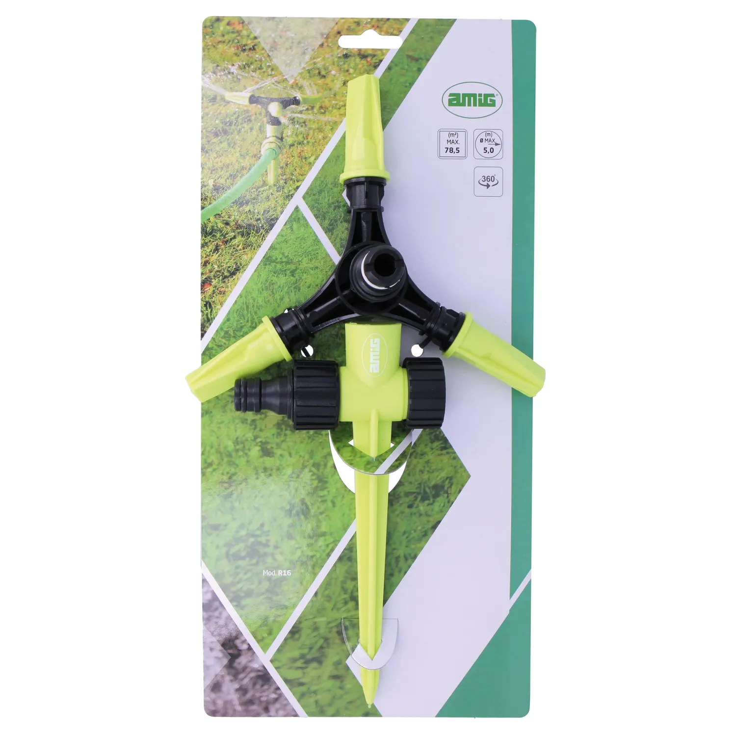 Amig irrigatore rotante 3 bracci prato 78,5 m²