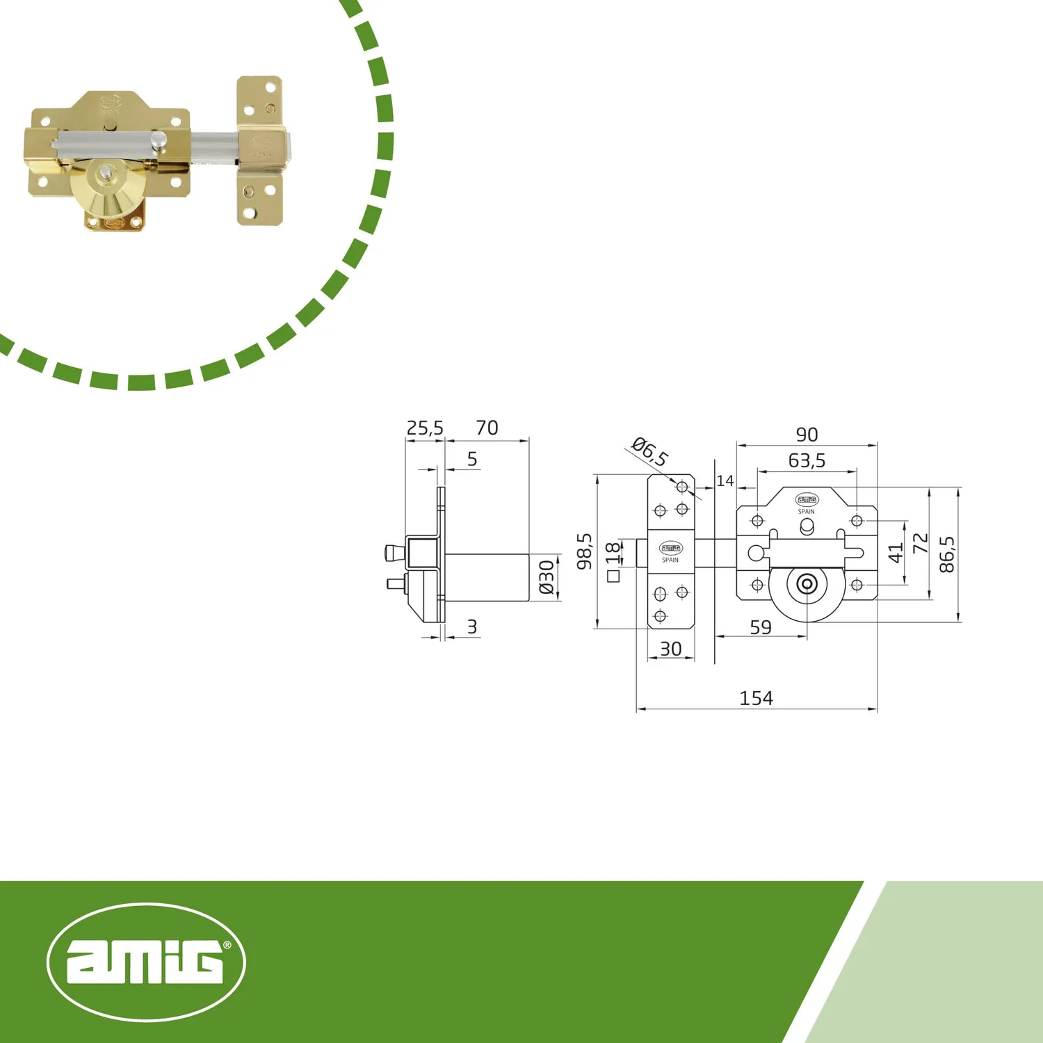 Amig 3 Plus Serratura Sovrapposizione Oro 90x154 mm