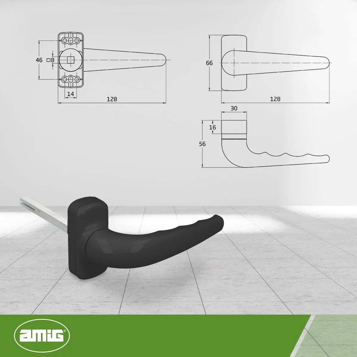 Amig Sendoa maniglia rosetta alluminio nero 125 mm