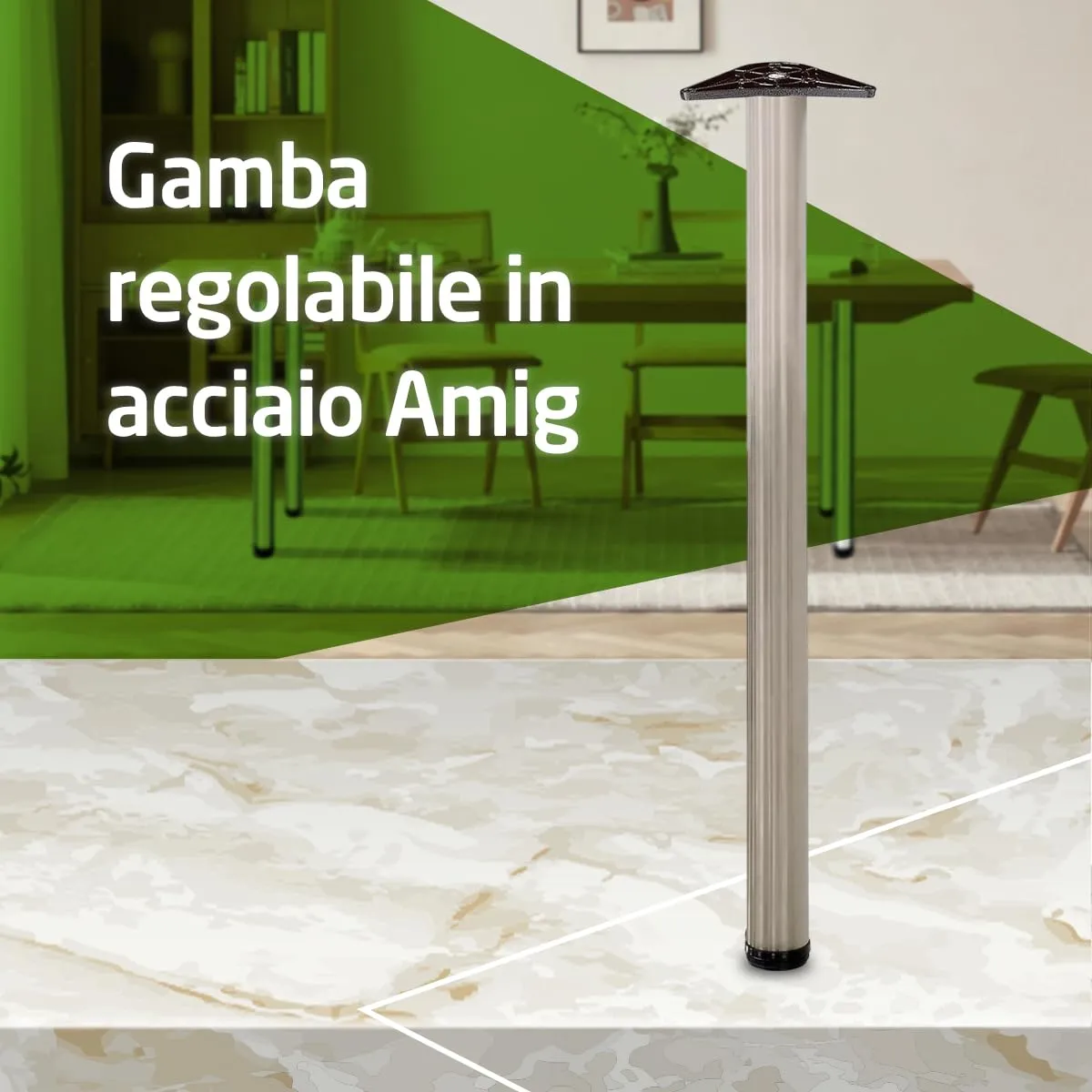 Amig Gamba Tavolo Regolabile 60x870 mm Cromo Opaco