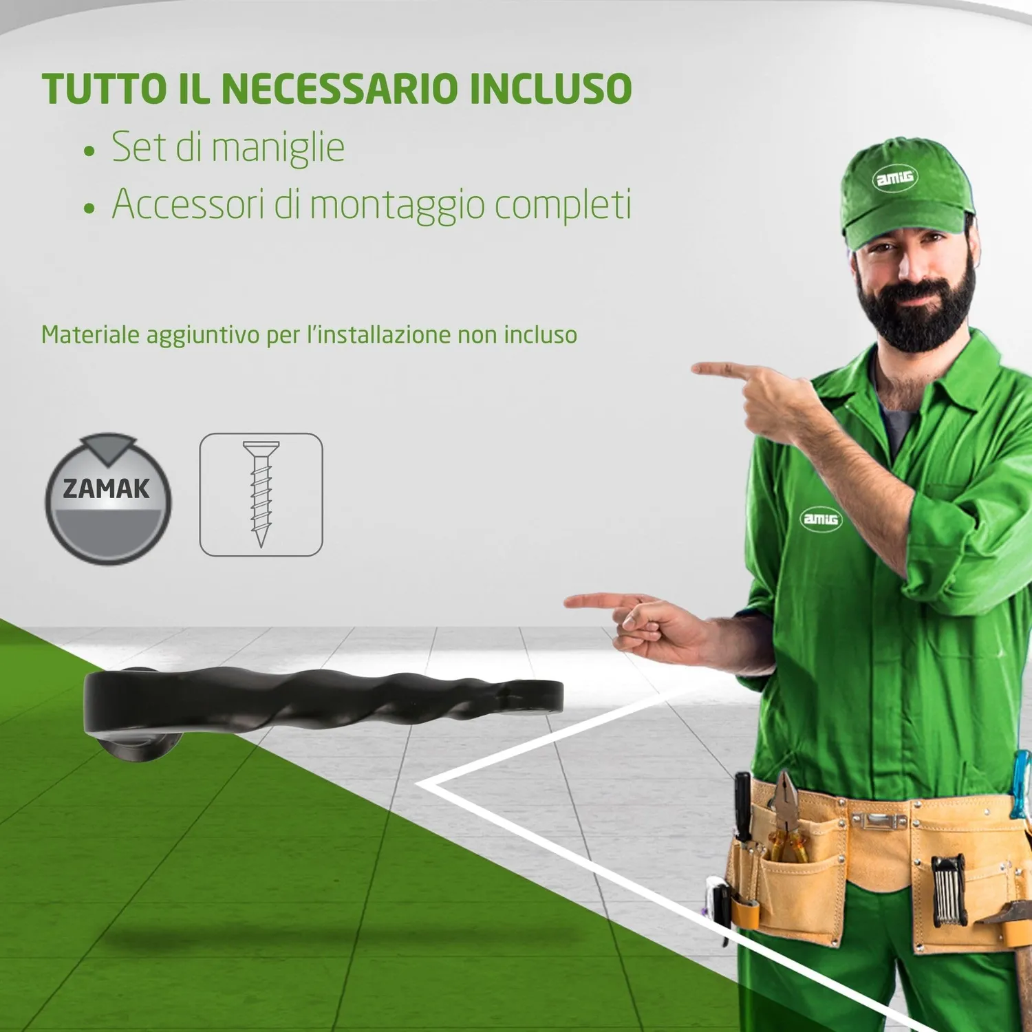 Amig 101SP maniglie cancello nere 2 pezzi rustiche