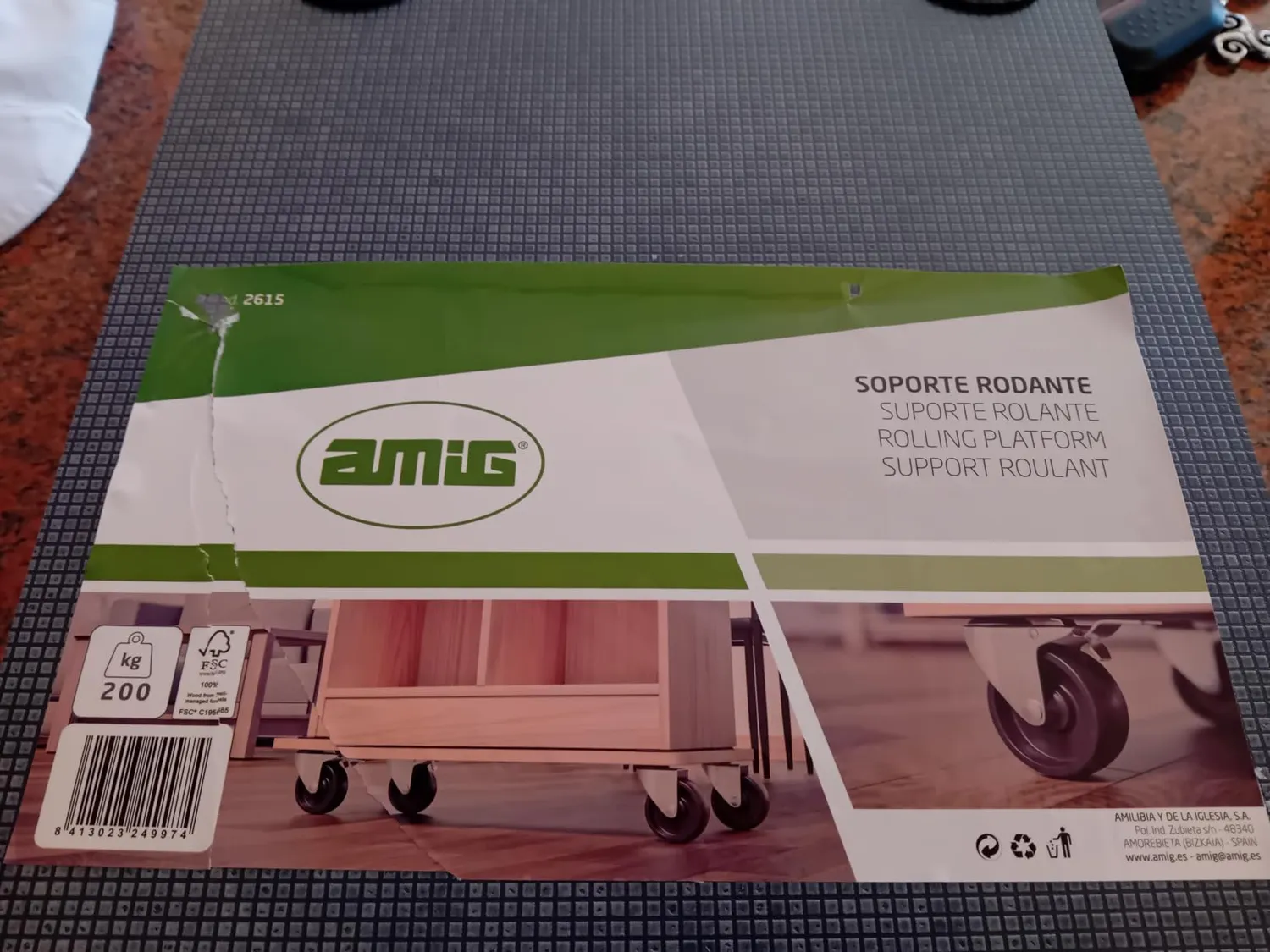 Amig piattaforma carico ruote 58x29 cm 200 kg MDF