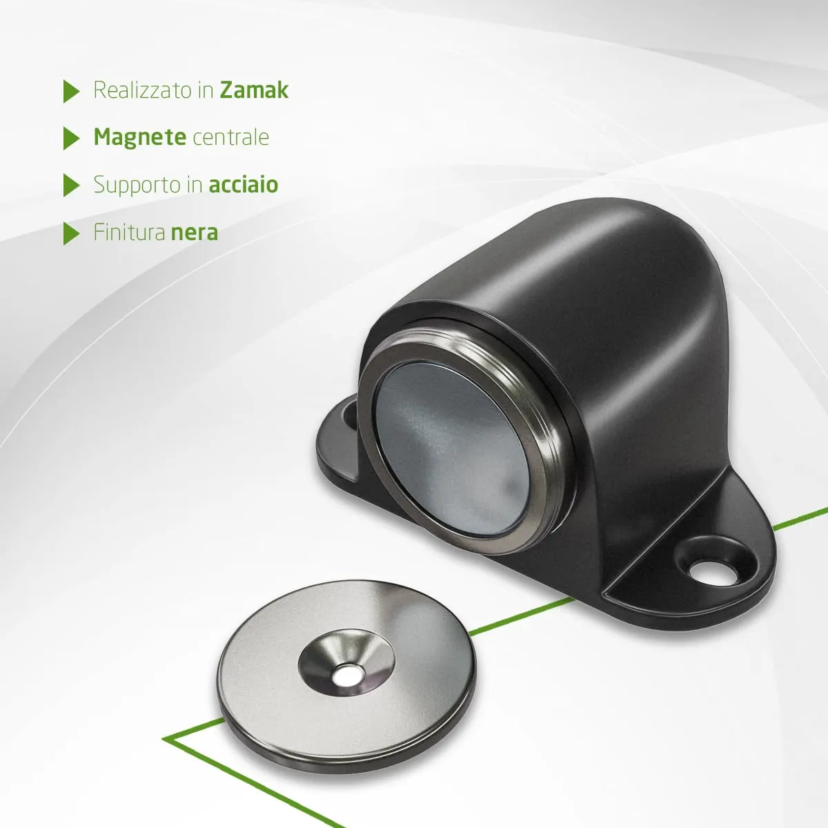 Amig Fermaporta Magnetico Pavimento Zamak Nero 44x40 mm