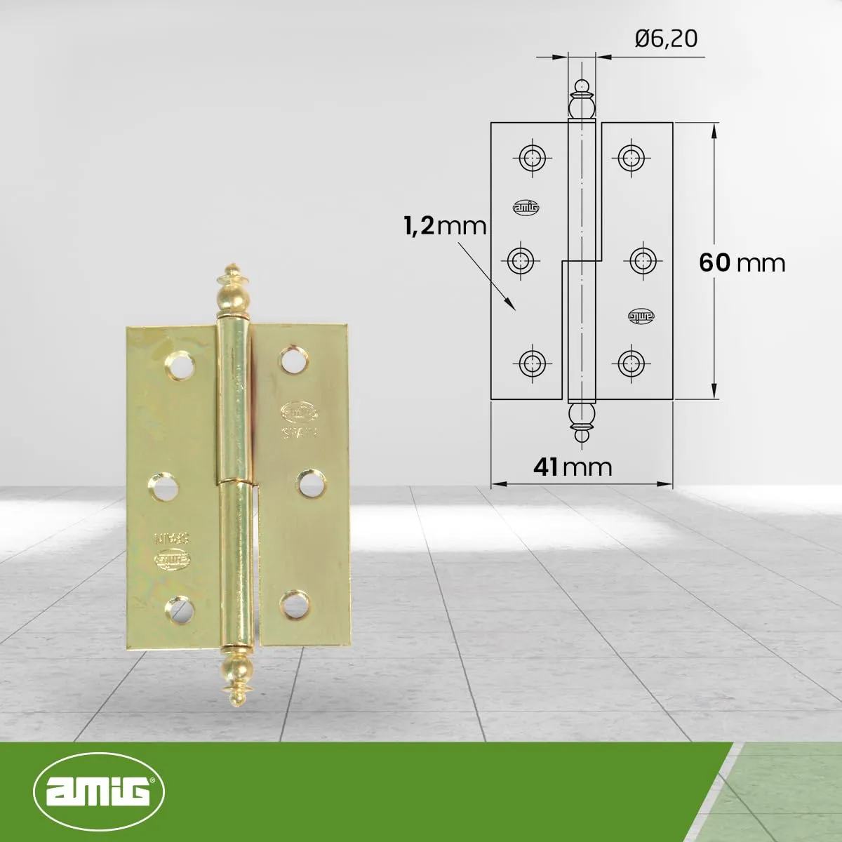 Amig 541 Coppia Cerniere Acciaio 60x41 Destra Smontabili