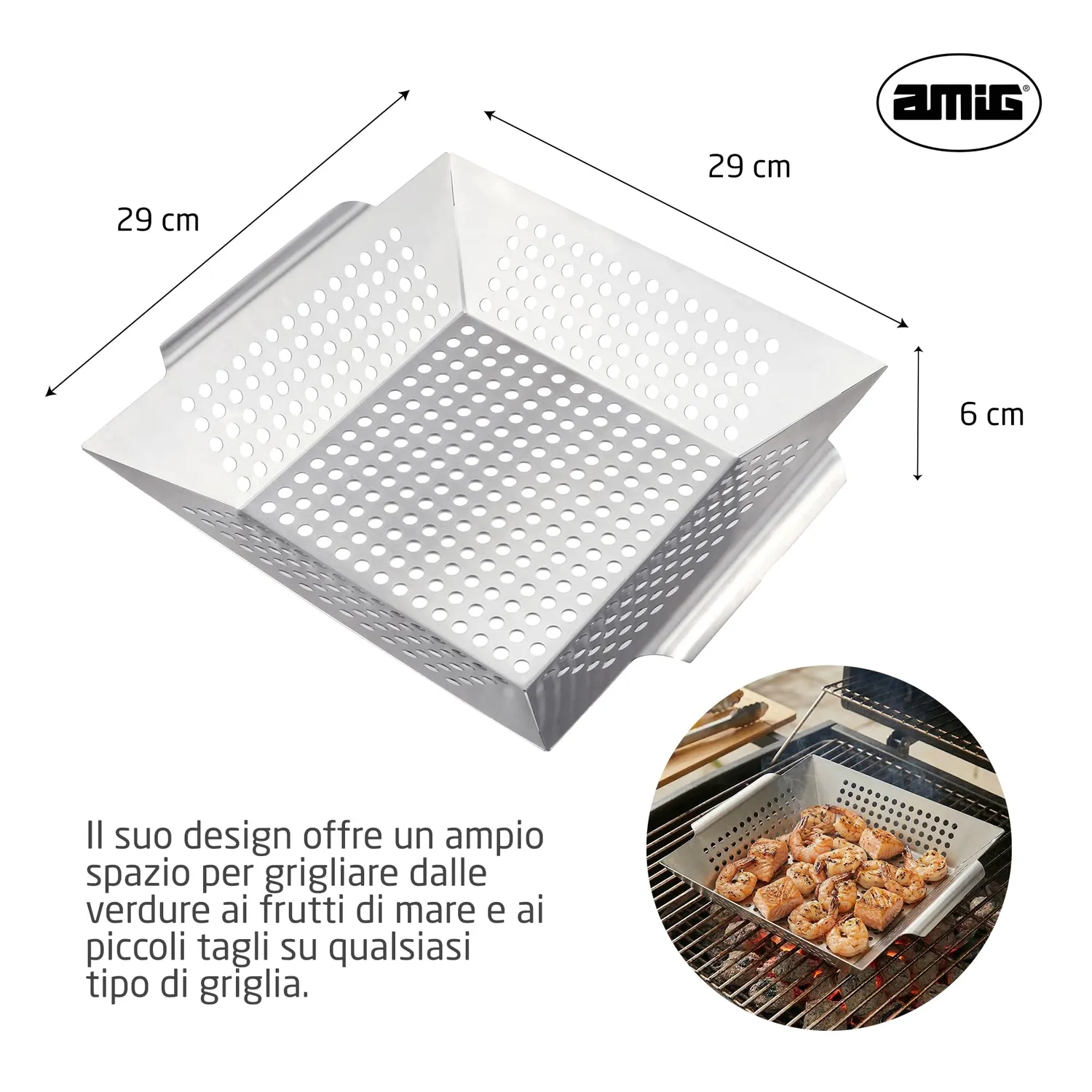 Amig AM07 cesto barbecue verdure acciaio 29 cm