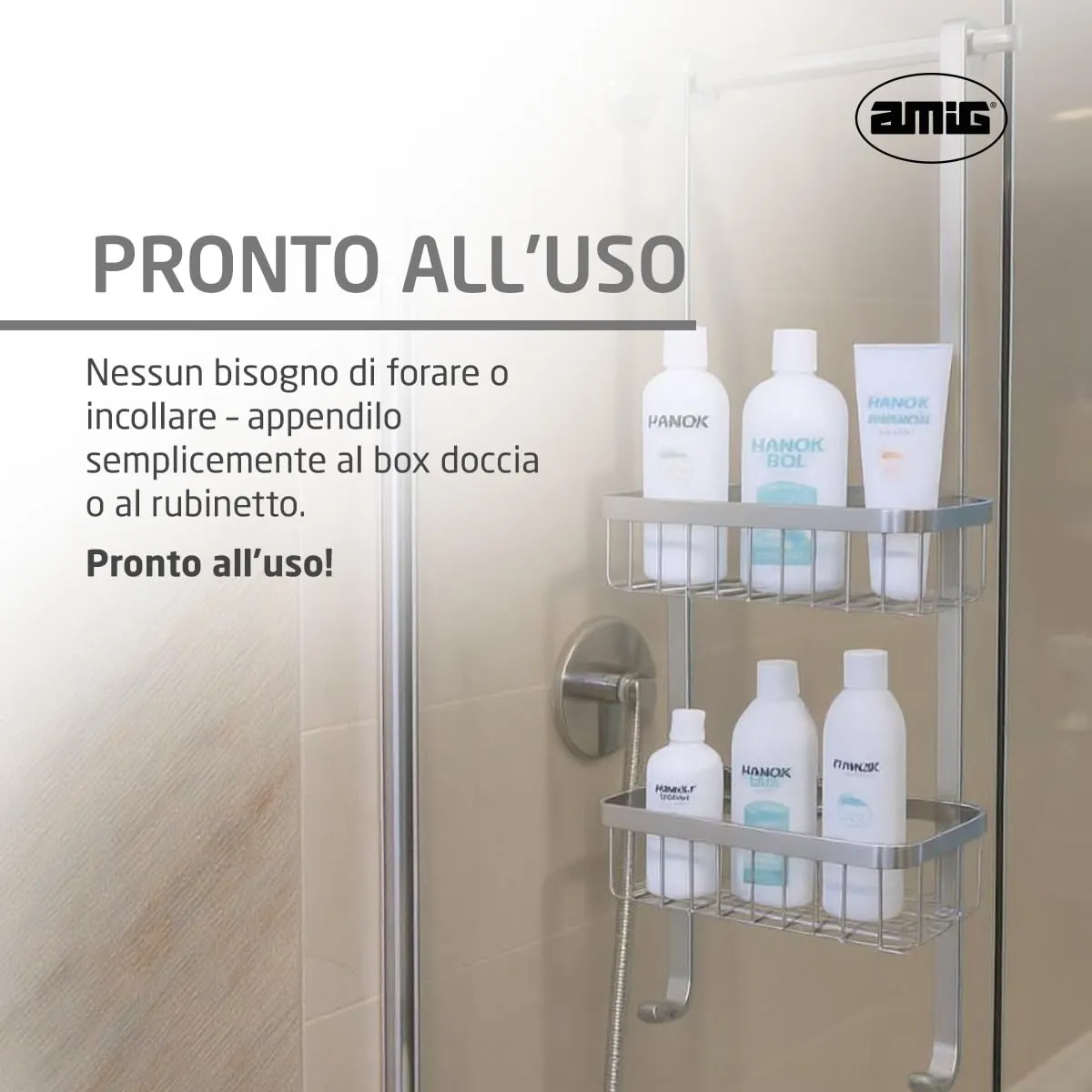 Amig Mensola Doccia Sospesa 2 Livelli Acciaio Cromo