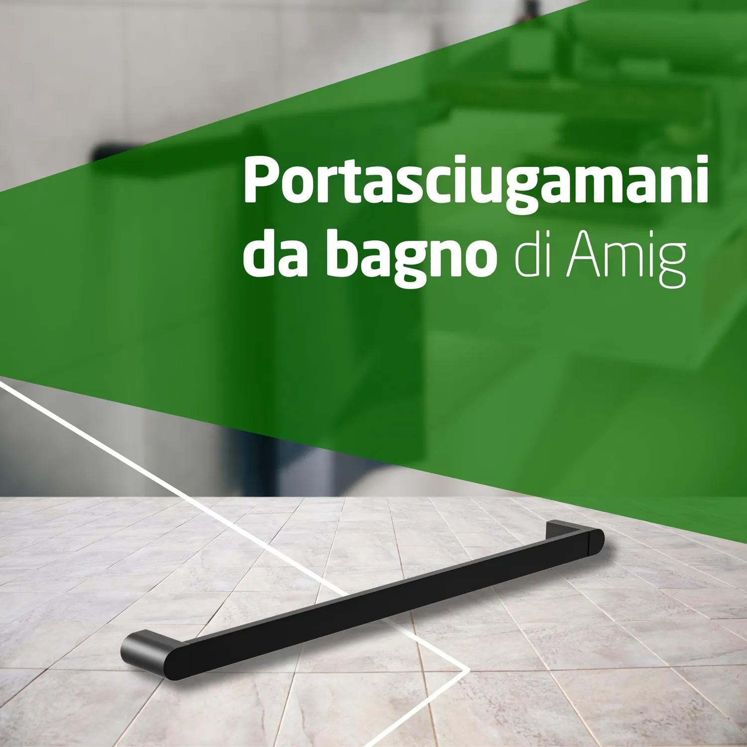 Amig Oma-2 portasciugamani semplice nero opaco 490 mm zamak