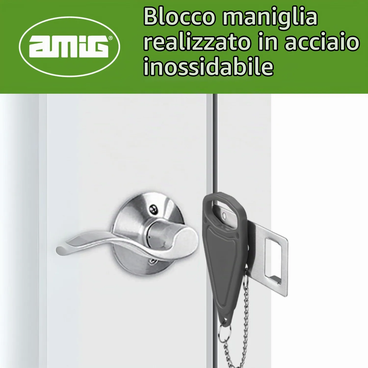Amig Serratura Portatile Porte 13x4,5 Acciaio Inox